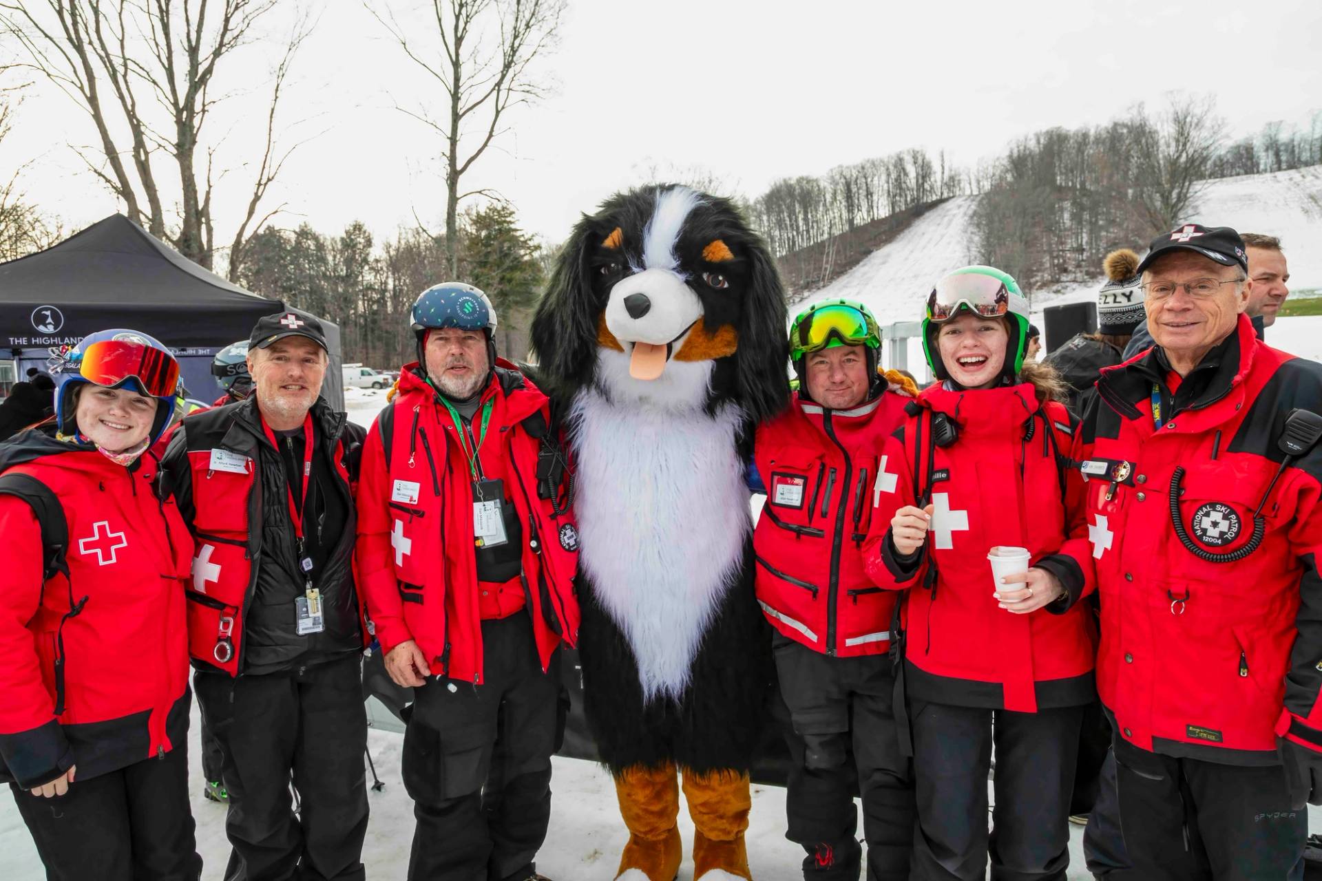 A group of skier patrollers