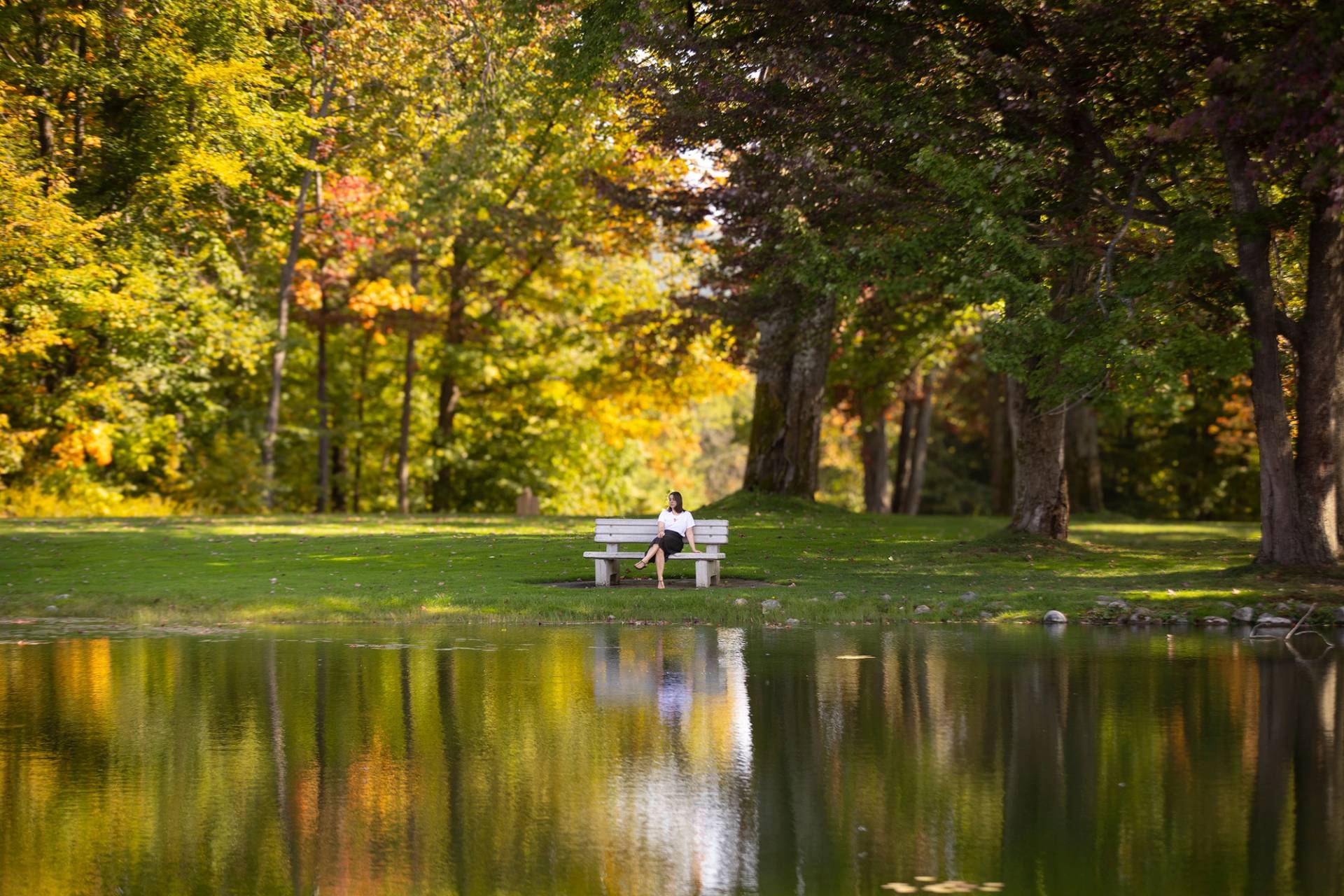 A woman on a bench