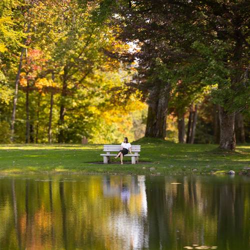 A woman on a bench