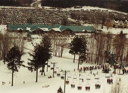 Photo of first triple chairlift at Boyne Highlands in 1963