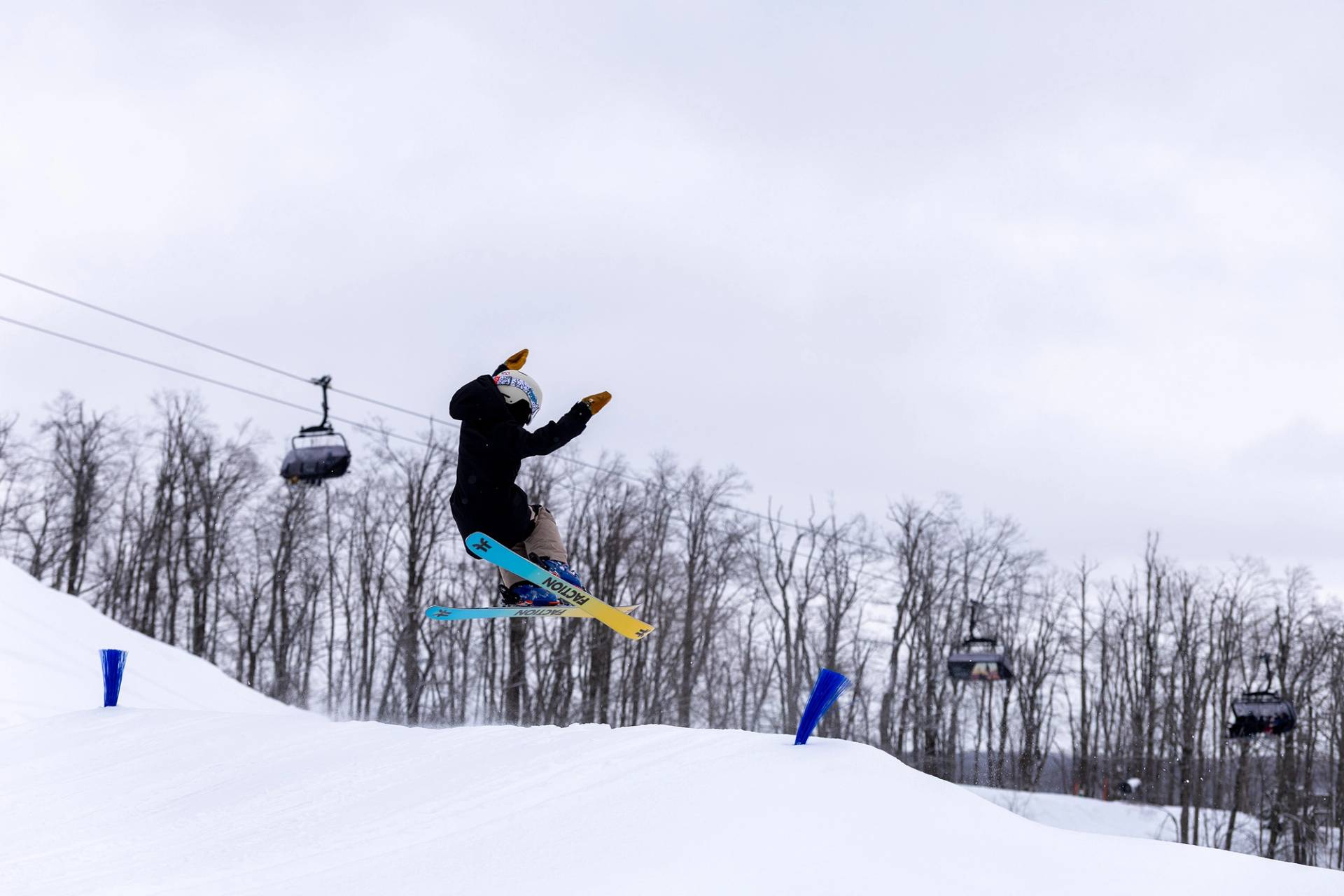 A skier at The Highlands Funland terrain park