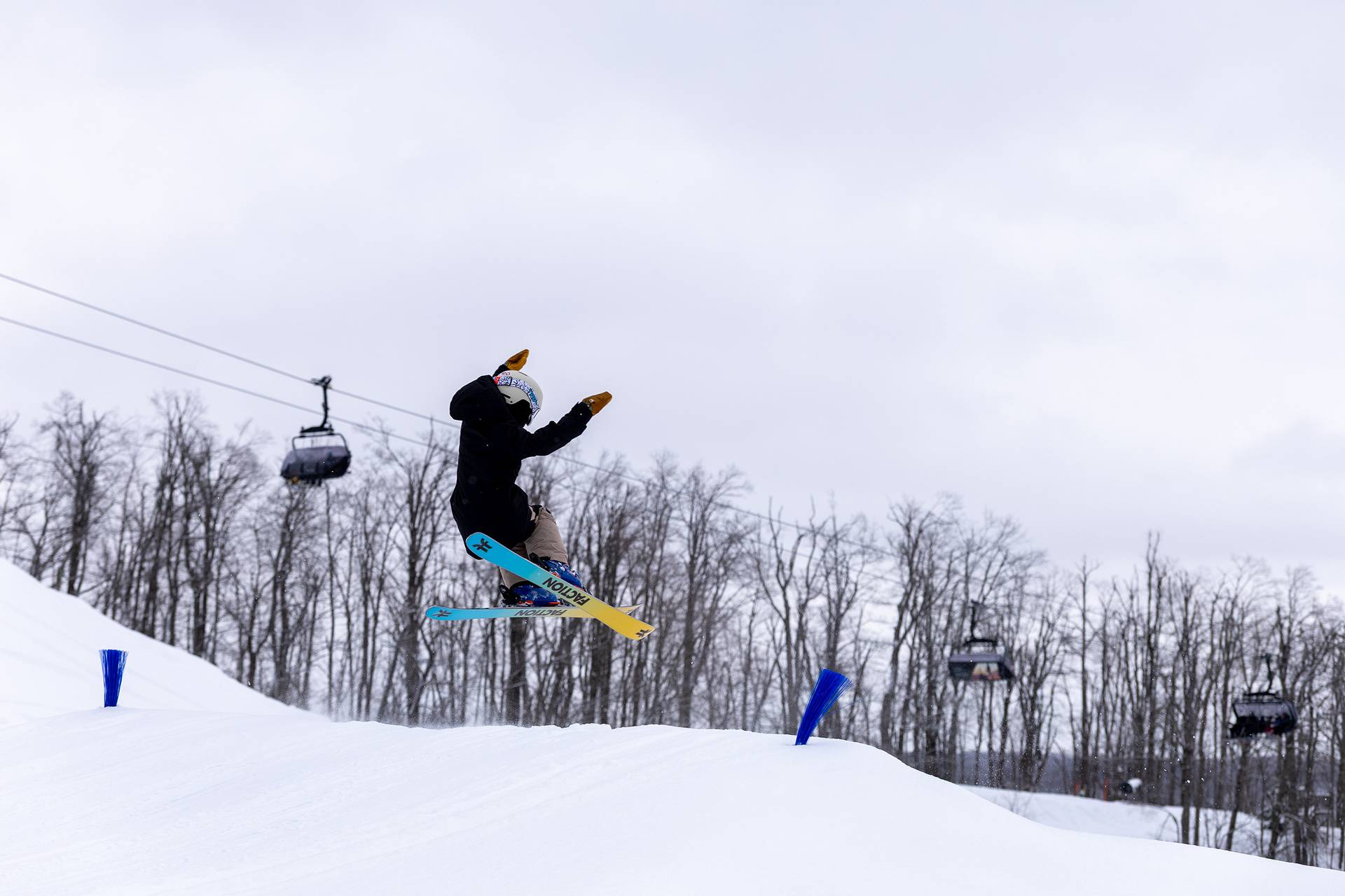 A skier at The Highlands Funland terrain park