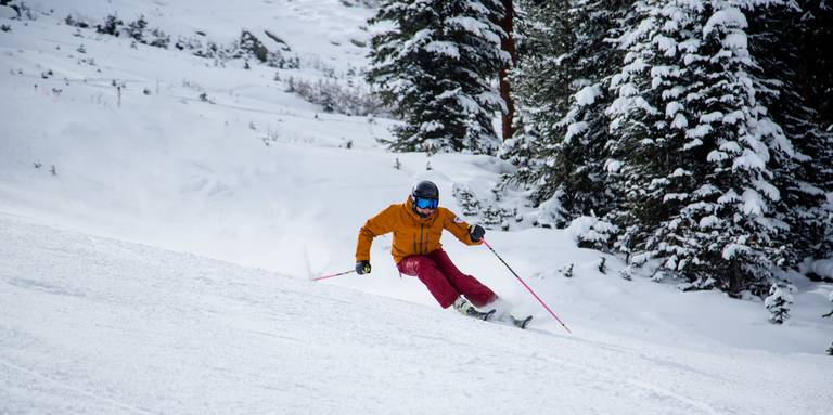 Hedi Ettlinger skiing