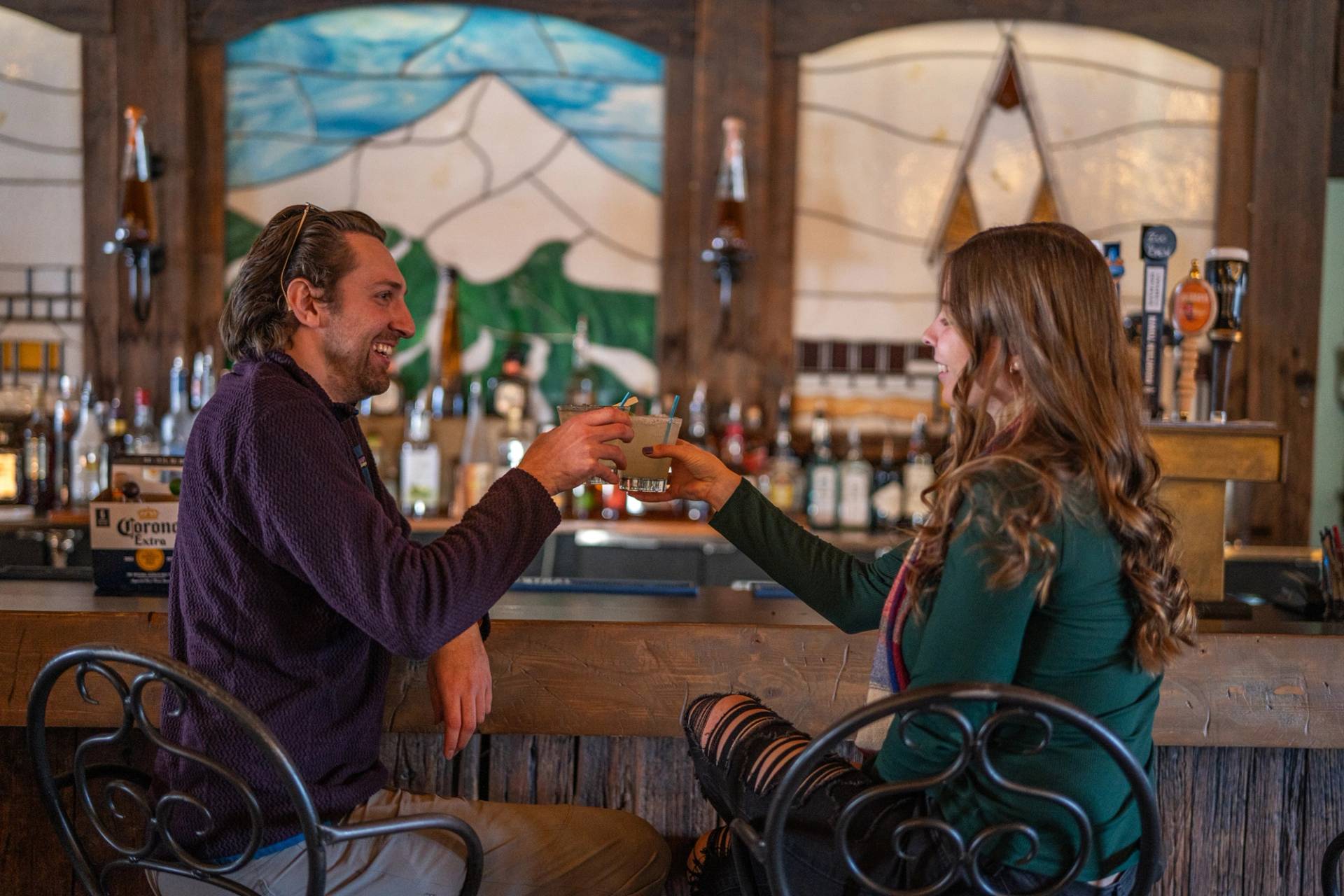 A couple smiling at Zoo Bar Cantina