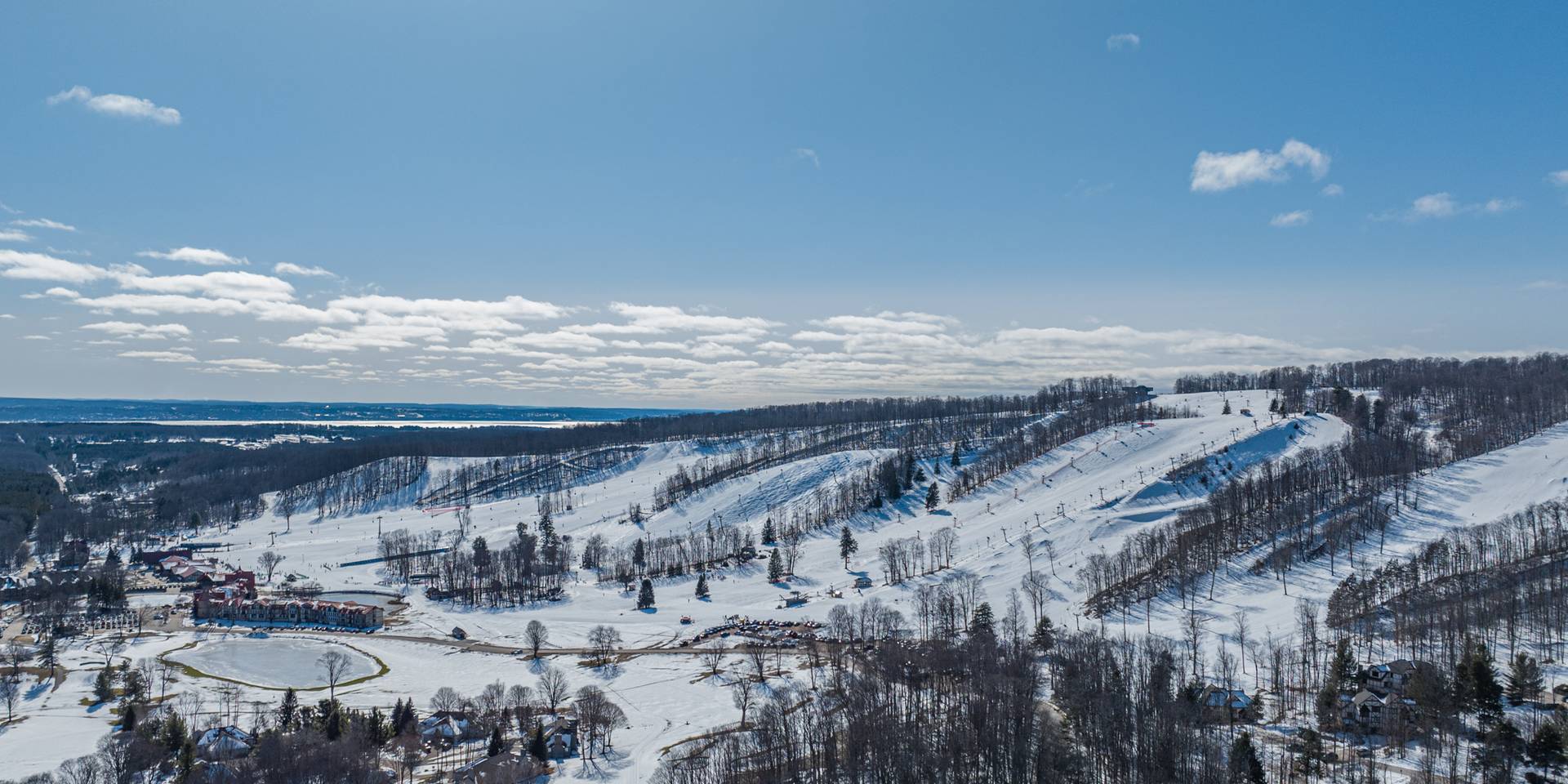 Drone shot of The Highlands ski slopes