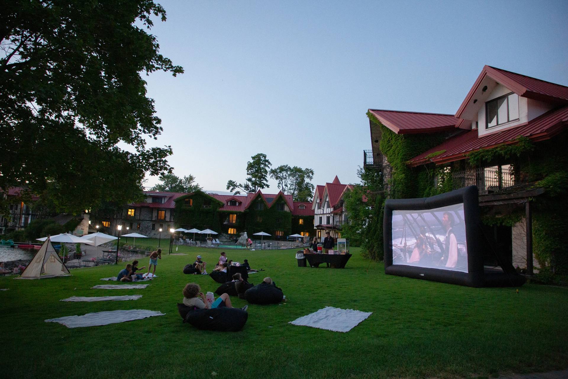 Outdoor movies on the lawn at The Highlands