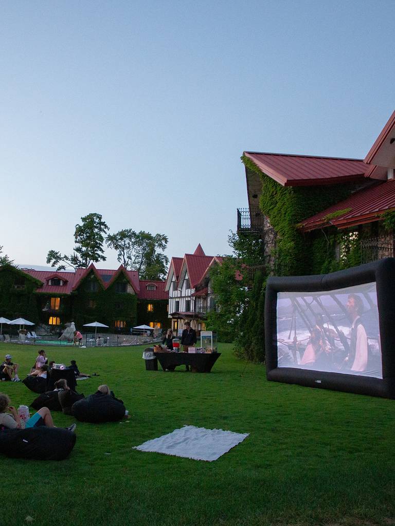 Outdoor movies on the lawn at The Highlands