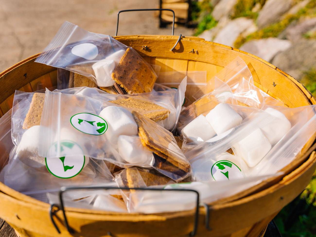 A bucket of s'more kits at The Highlands