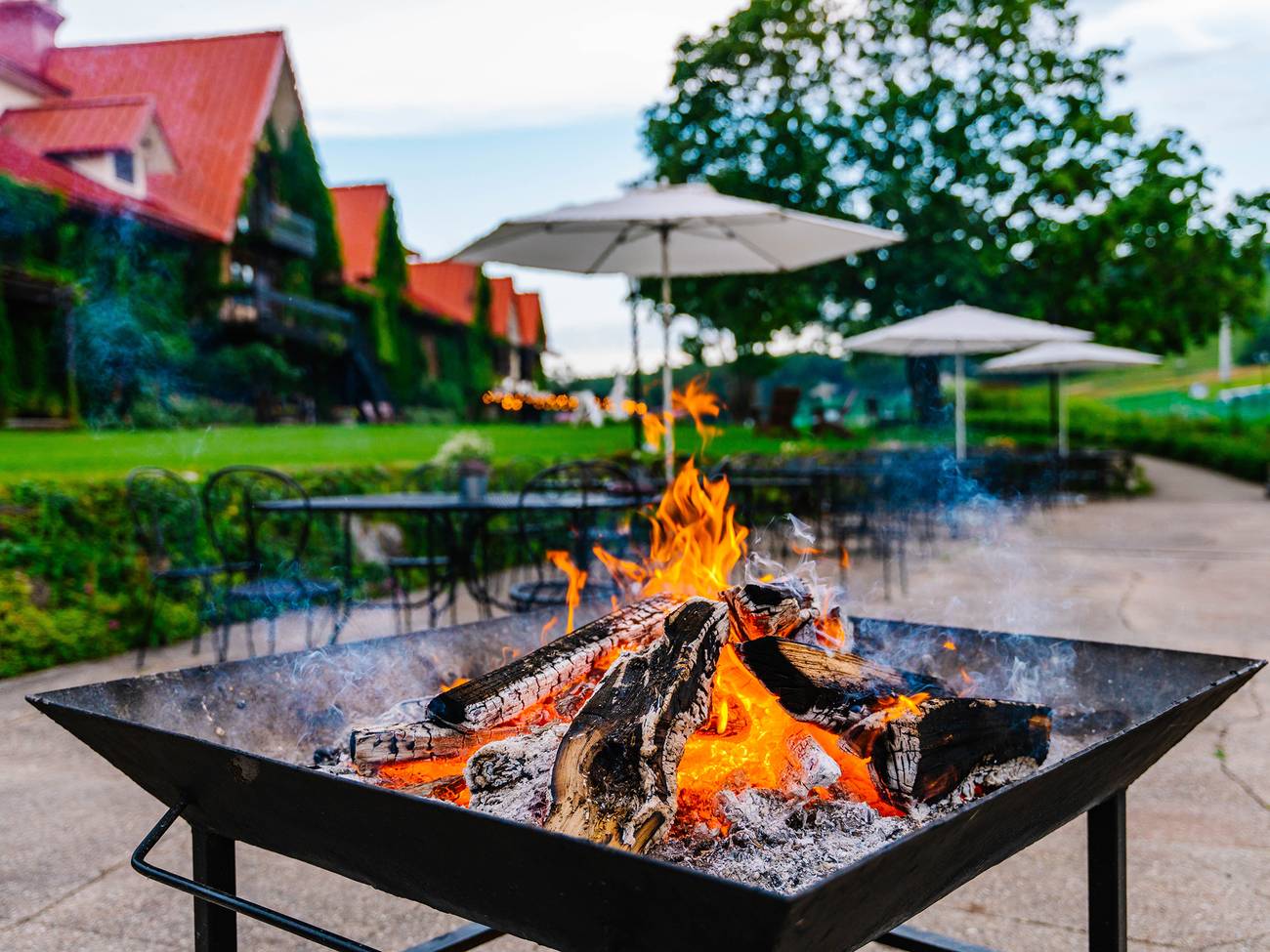 A summer bonfire at The Highlands