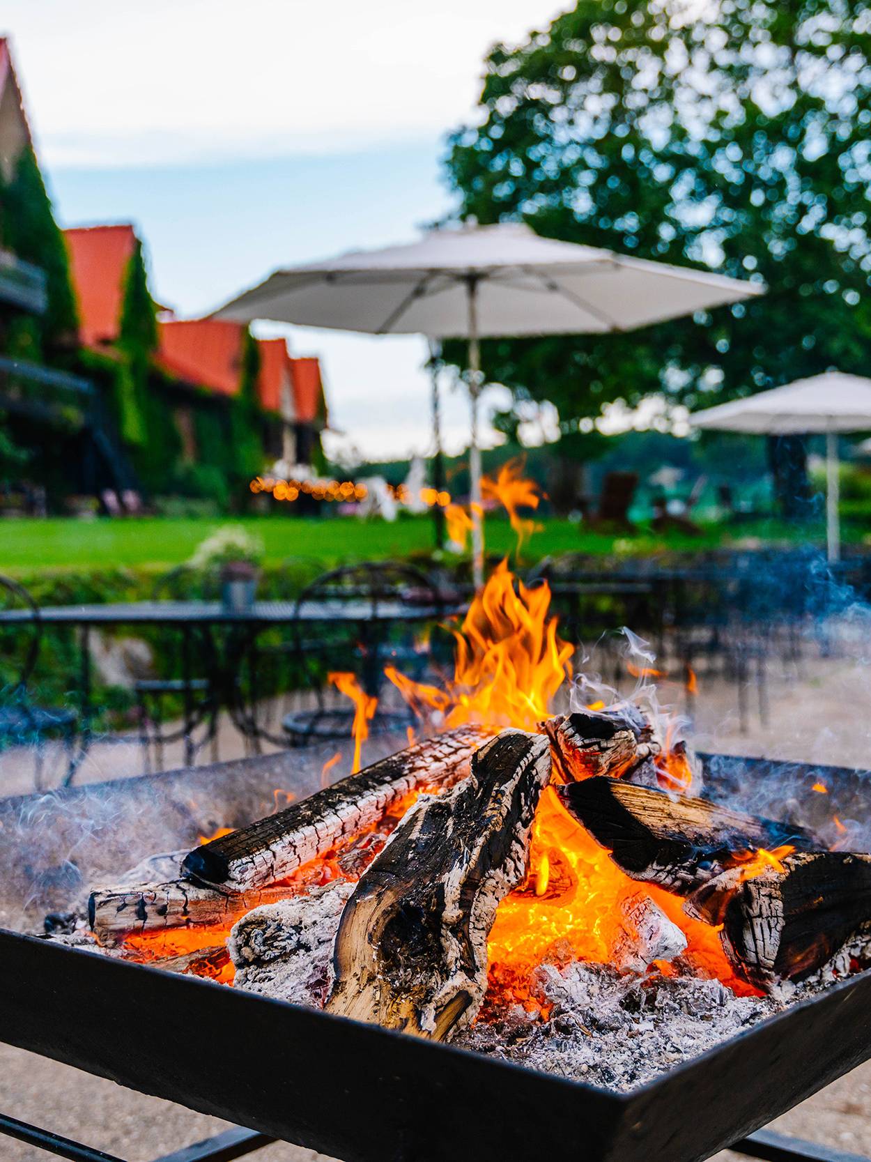 A summer bonfire at The Highlands