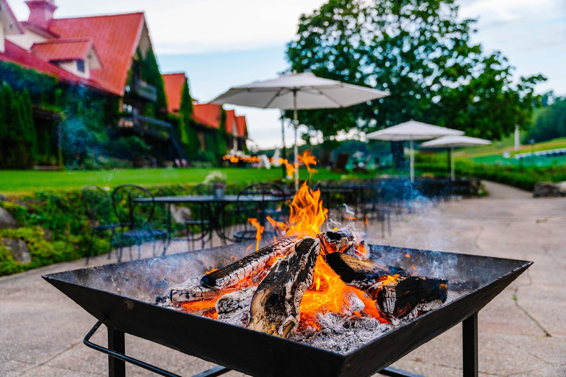 A summer bonfire at The Highlands