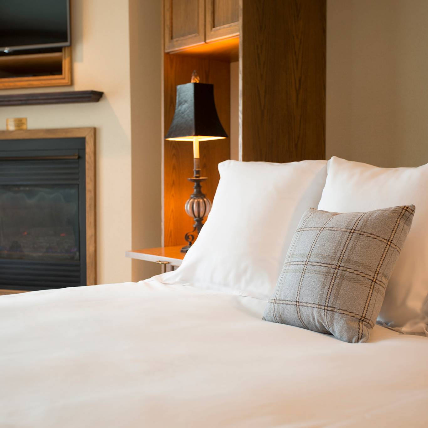 Murphy bed and fireplace