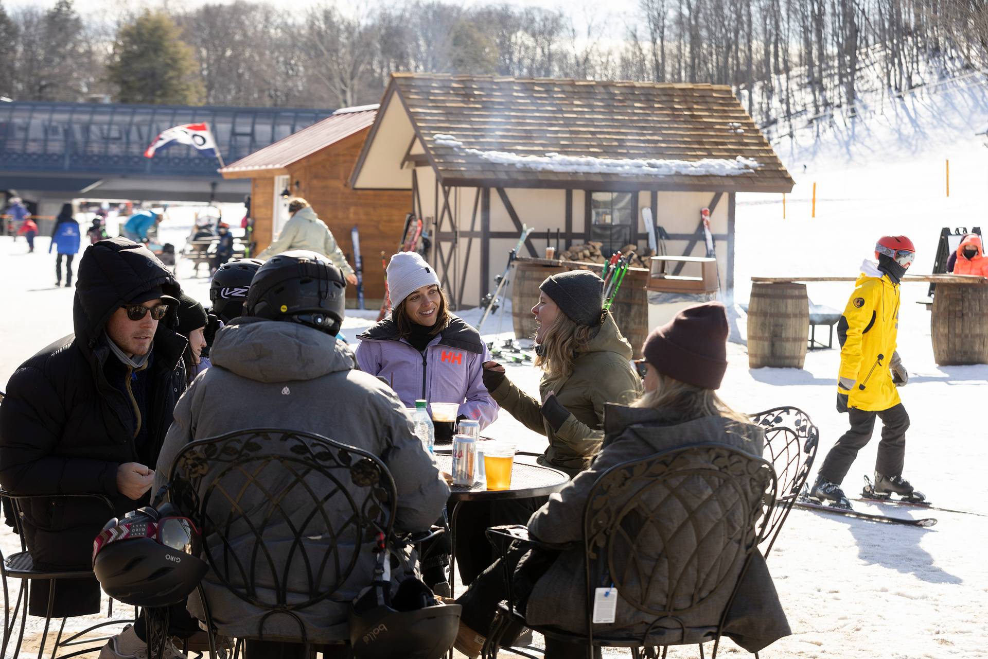 A group of people sitting outside at The Highlands