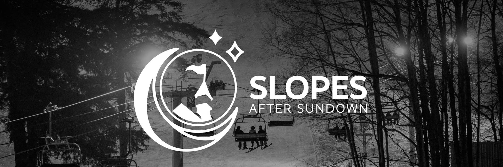 Image of night skiing at The Highlands with the Slopes After Sundown Logo