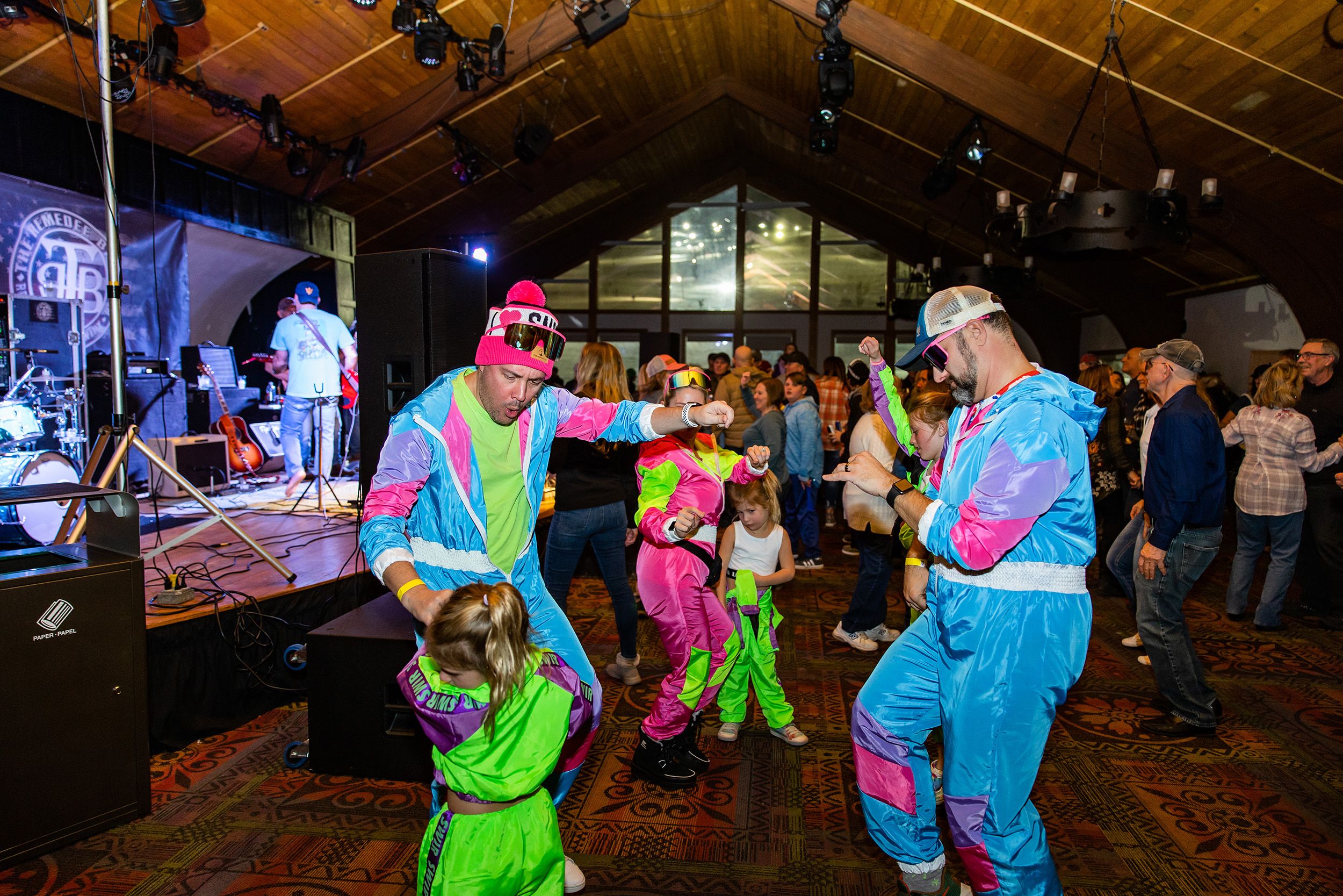 A group dancing in costume at The Highlands