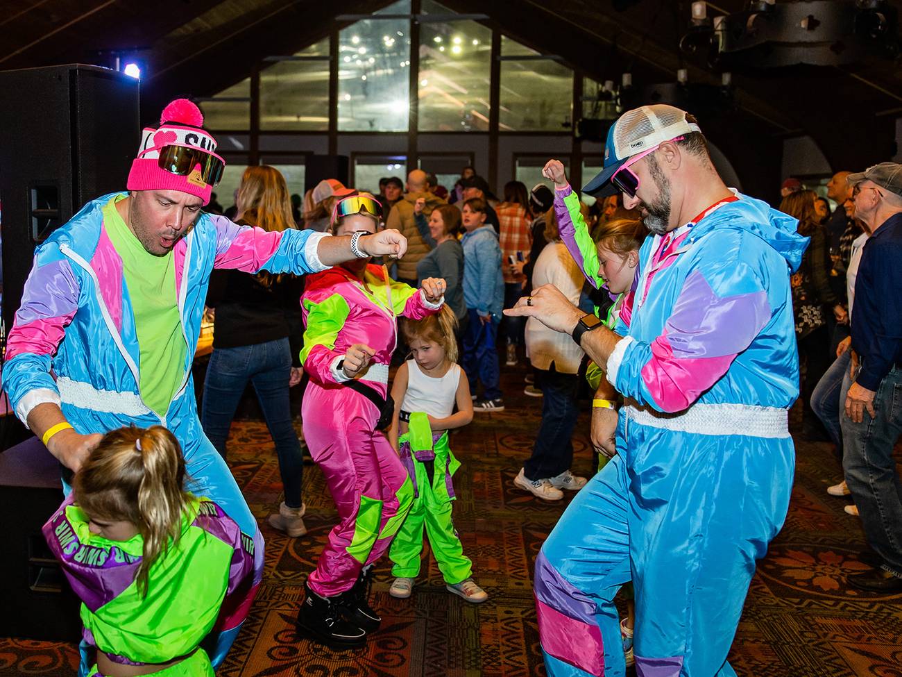 A group dancing in costume at The Highlands