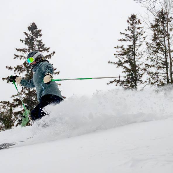 A skier at The Highlands