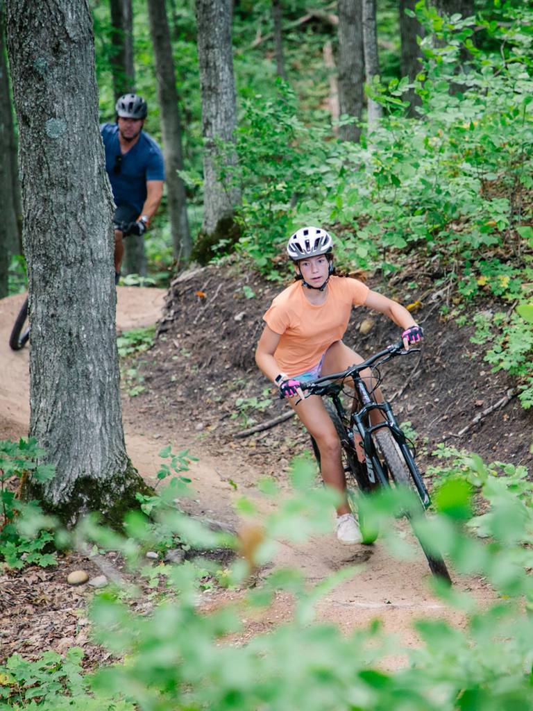 A family of mountain bikers