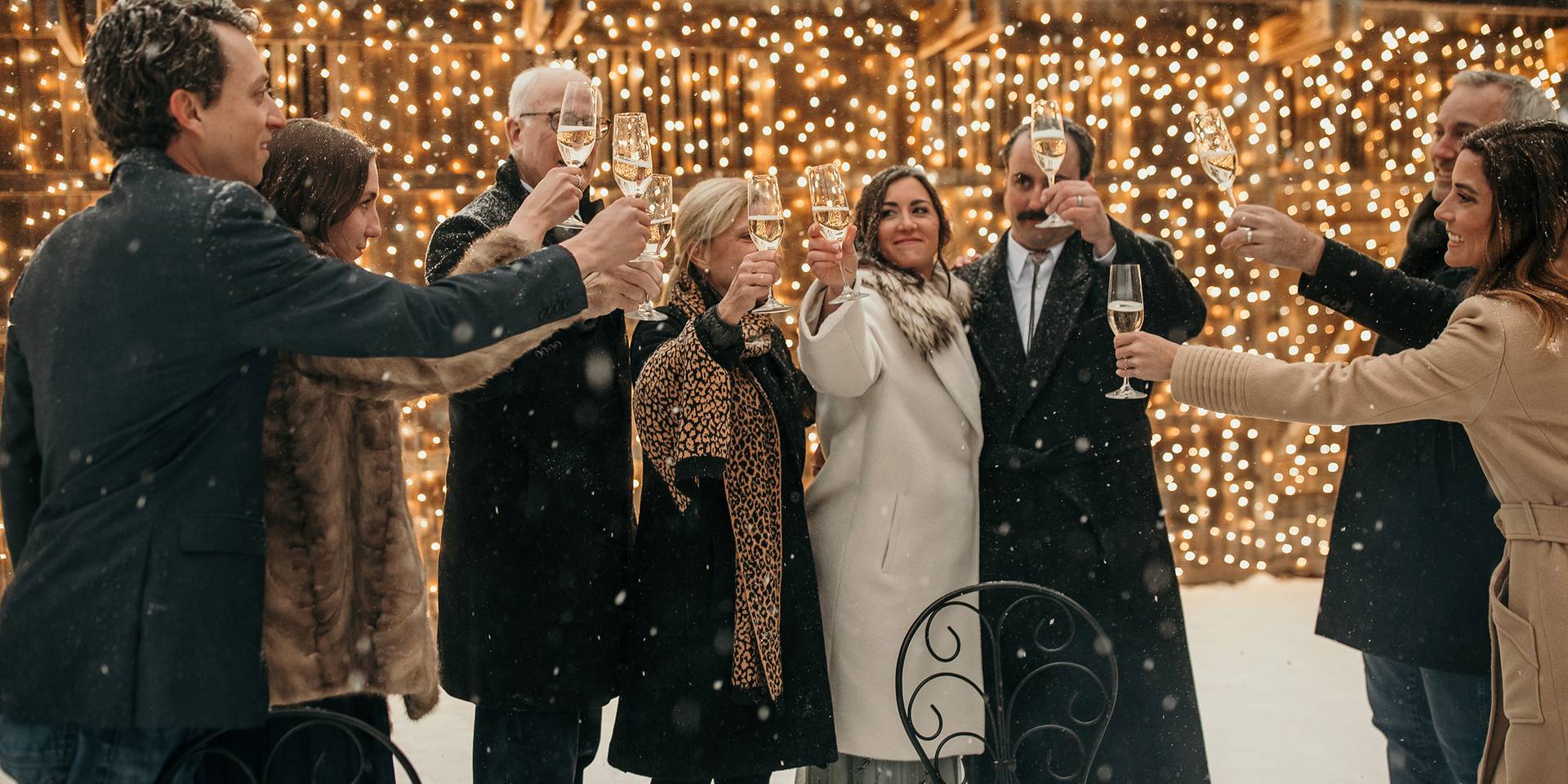 A group sharing a toast