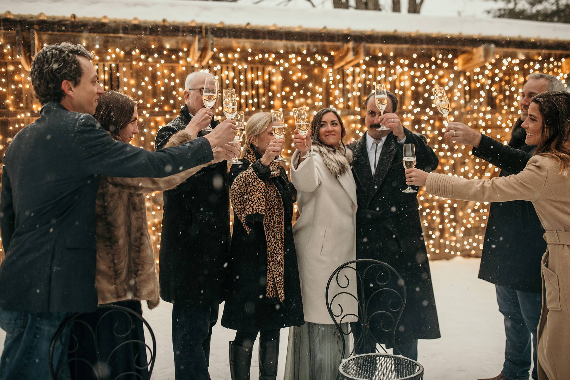 A group sharing a toast