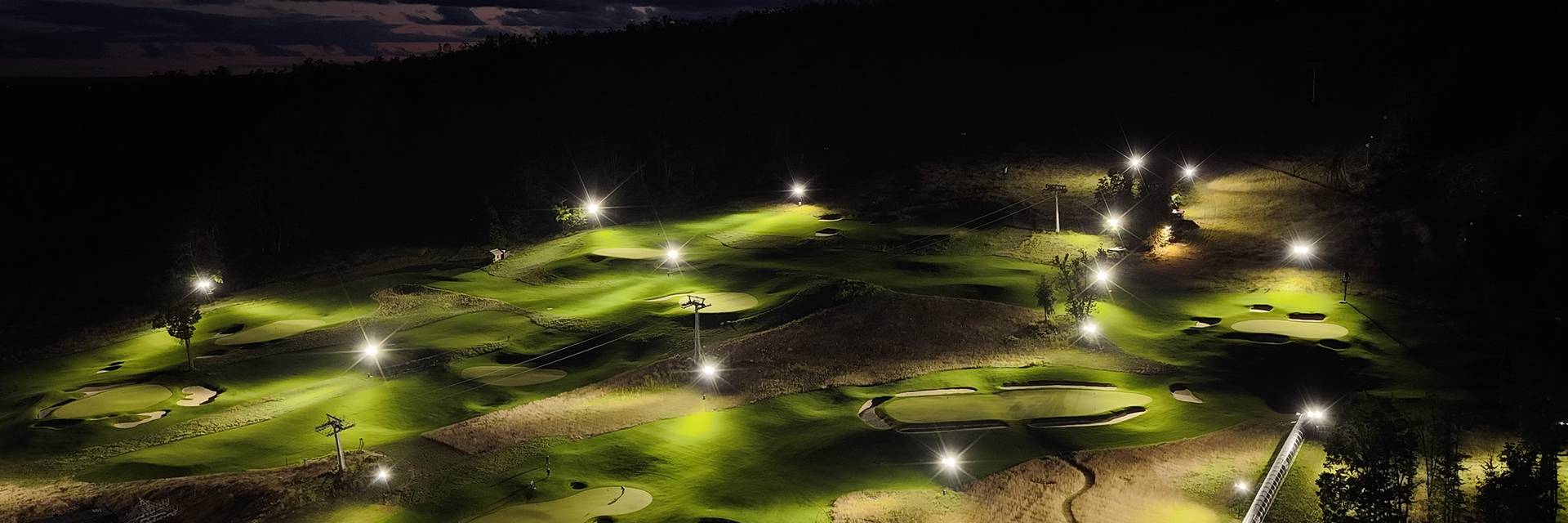 Drone shot of Doon Brae at night