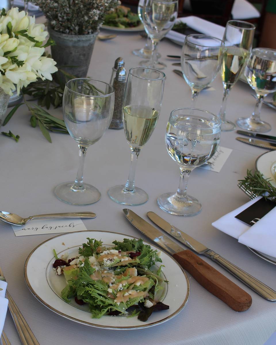 Lakeside patio tablescape