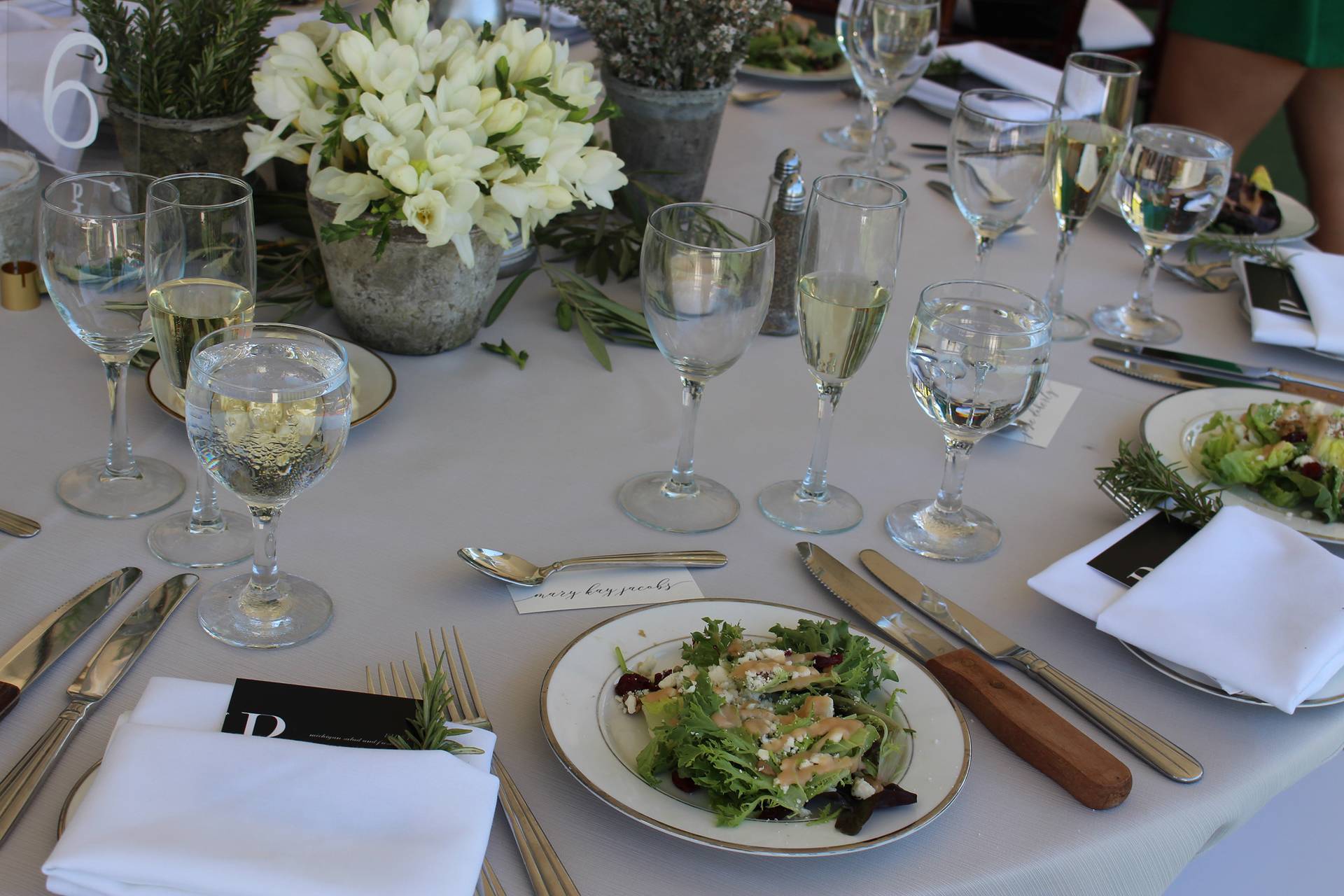 Lakeside patio tablescape