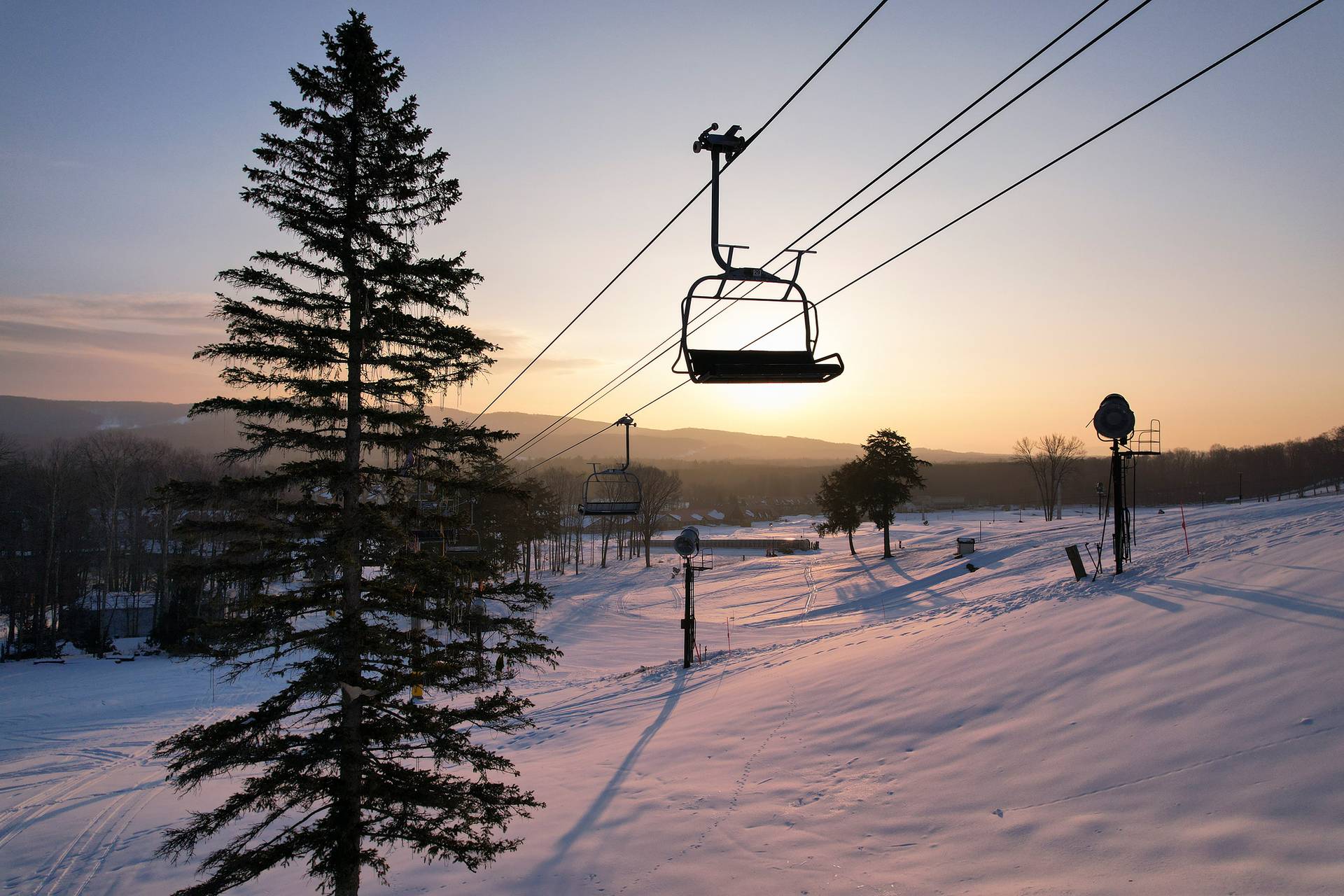 Sunrise over a chairlift