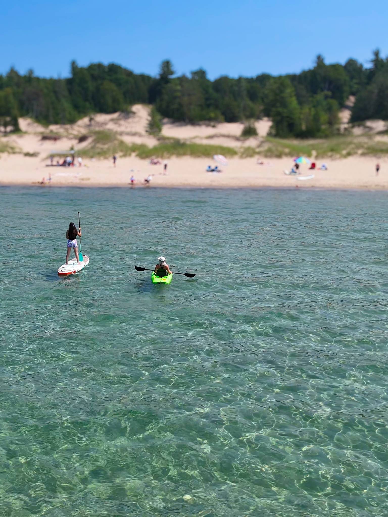 Two kayakers on Lake Michigan