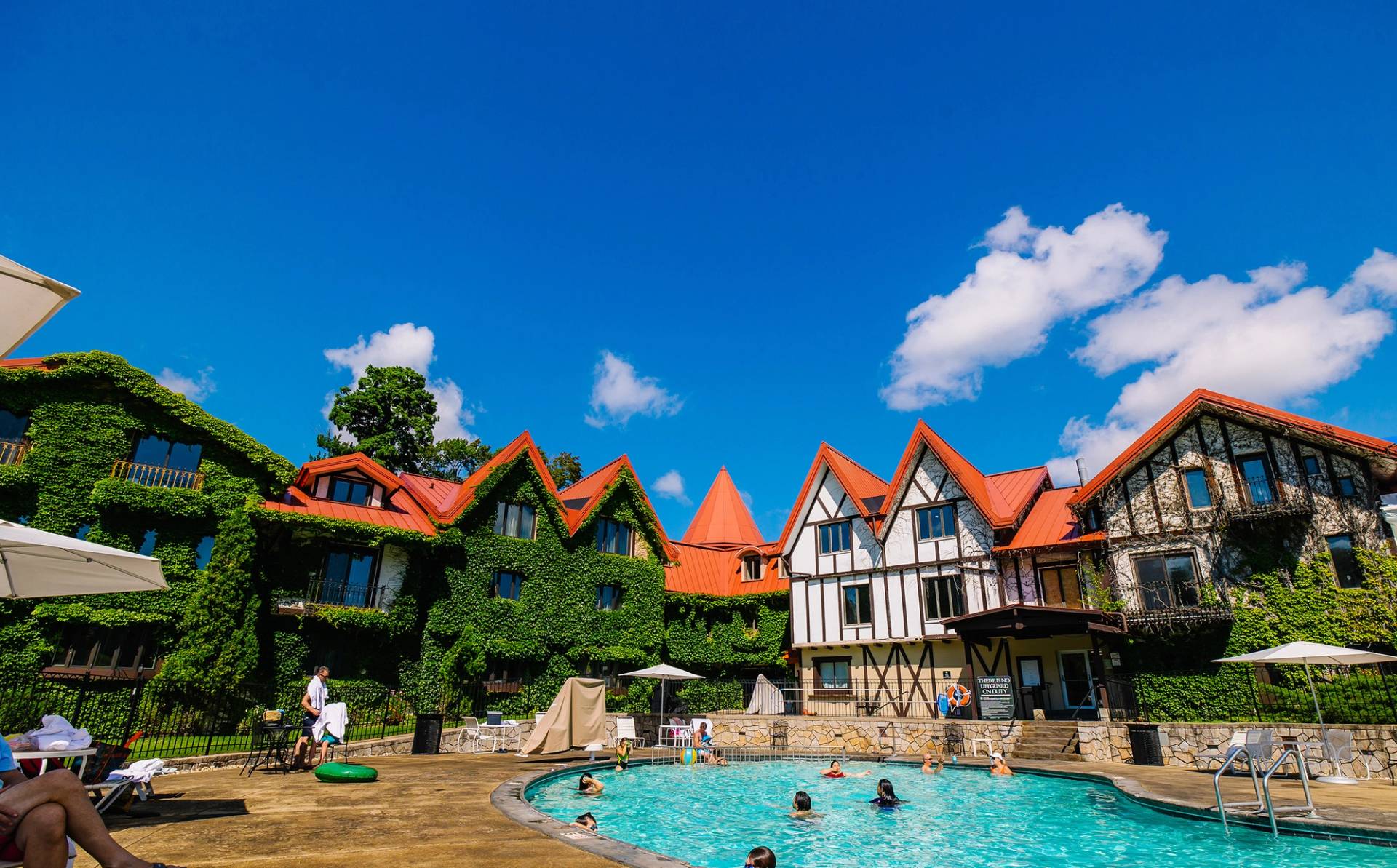 The Main Lodge pool in summer