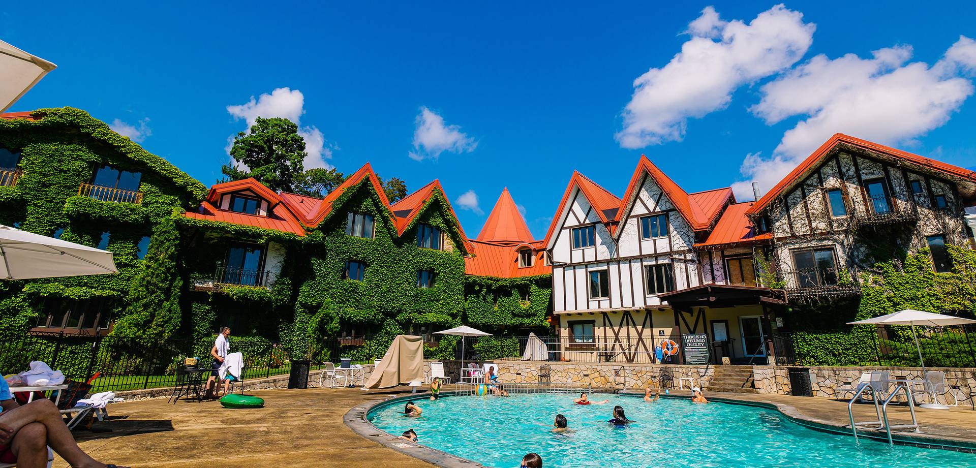 The Main Lodge pool in summer
