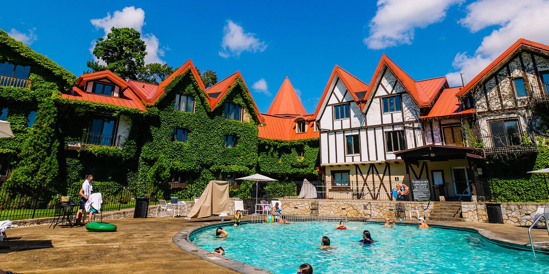 The Main Lodge pool in summer