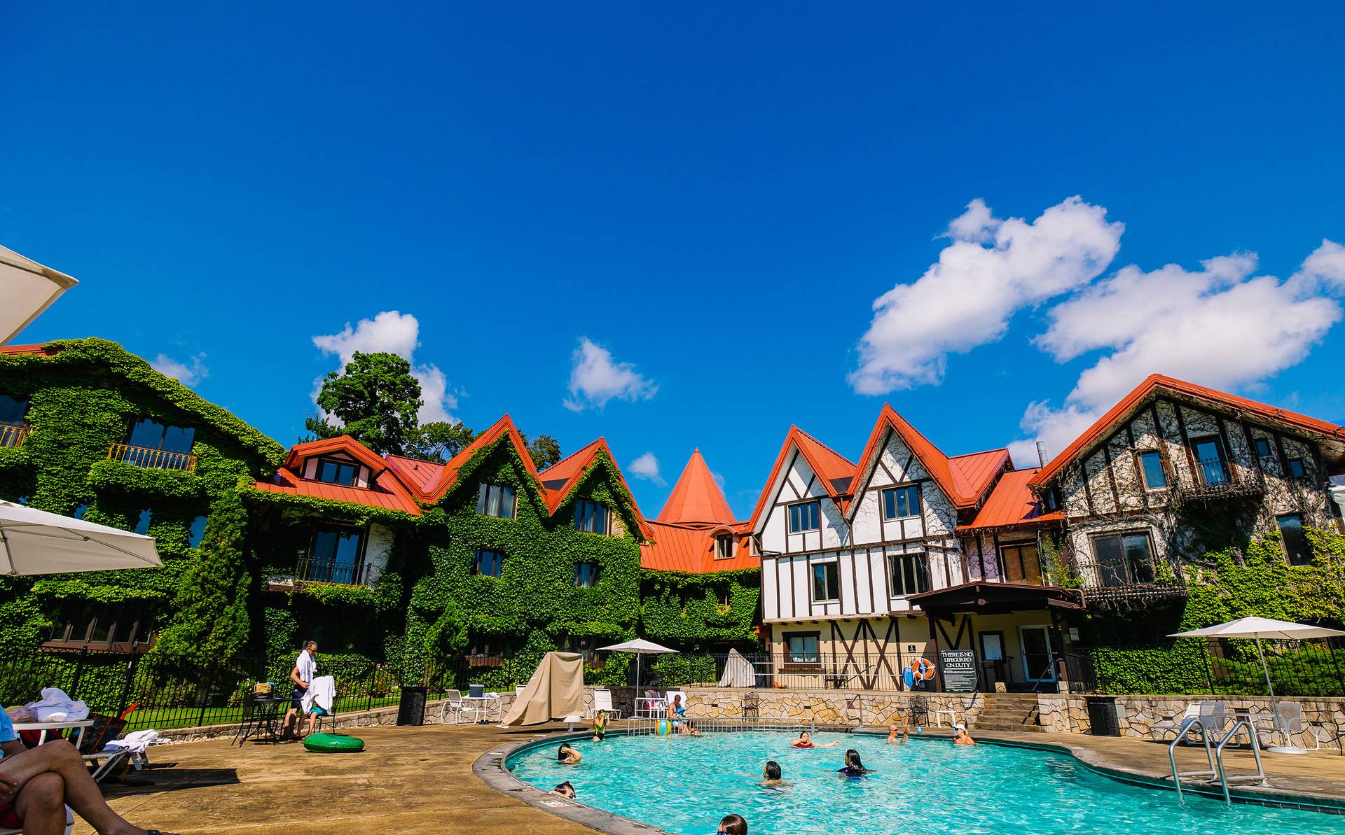 The Main Lodge pool in summer