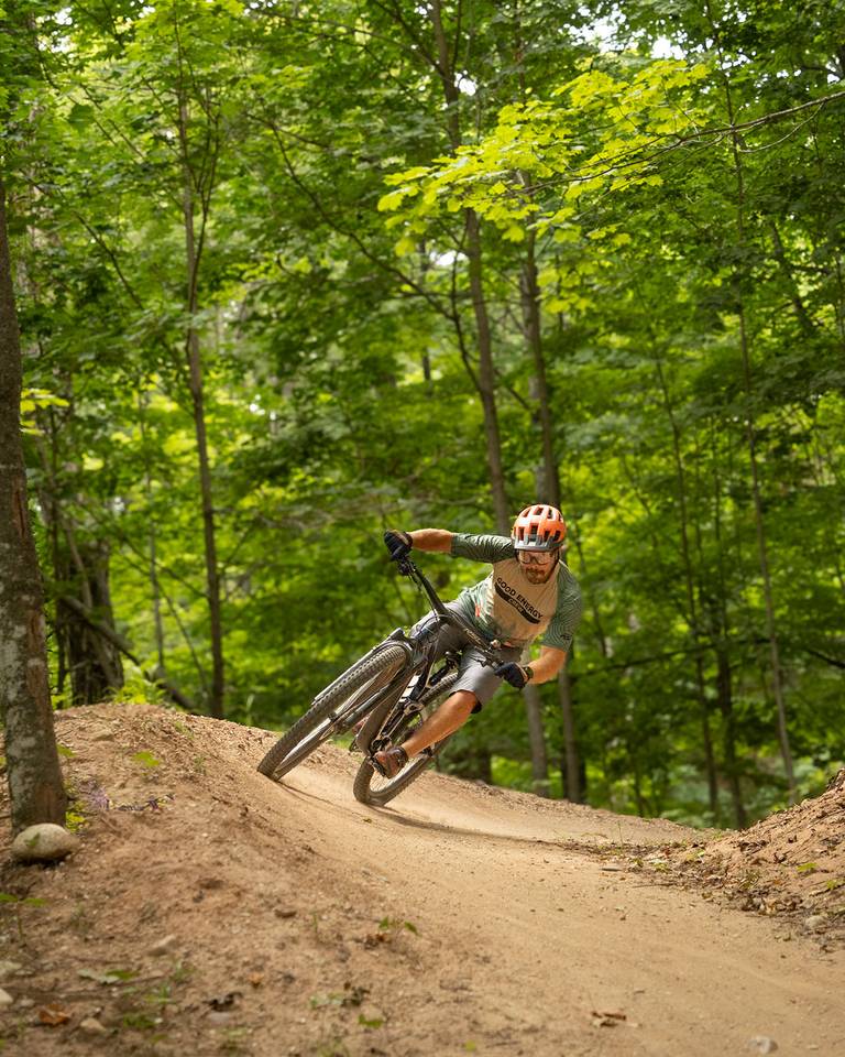A mountain biker at The Highlands Bike Park