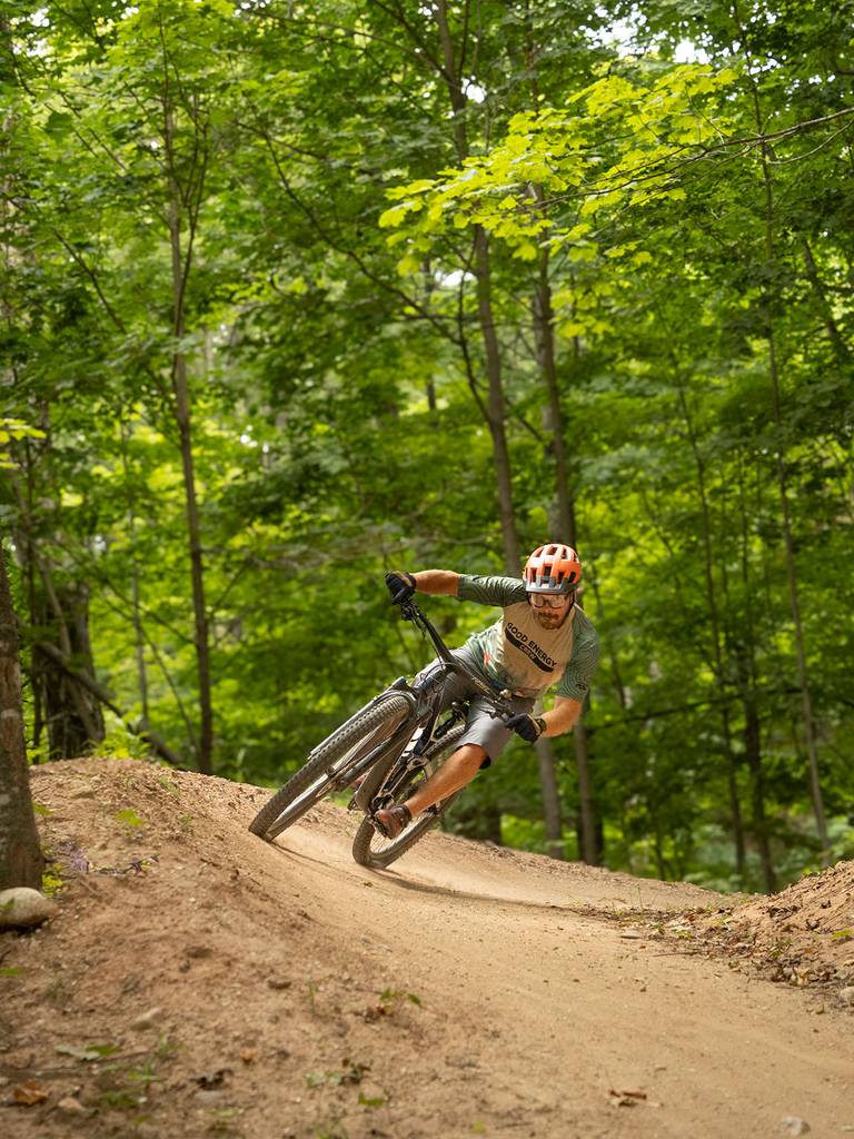 A mountain biker at The Highlands Bike Park