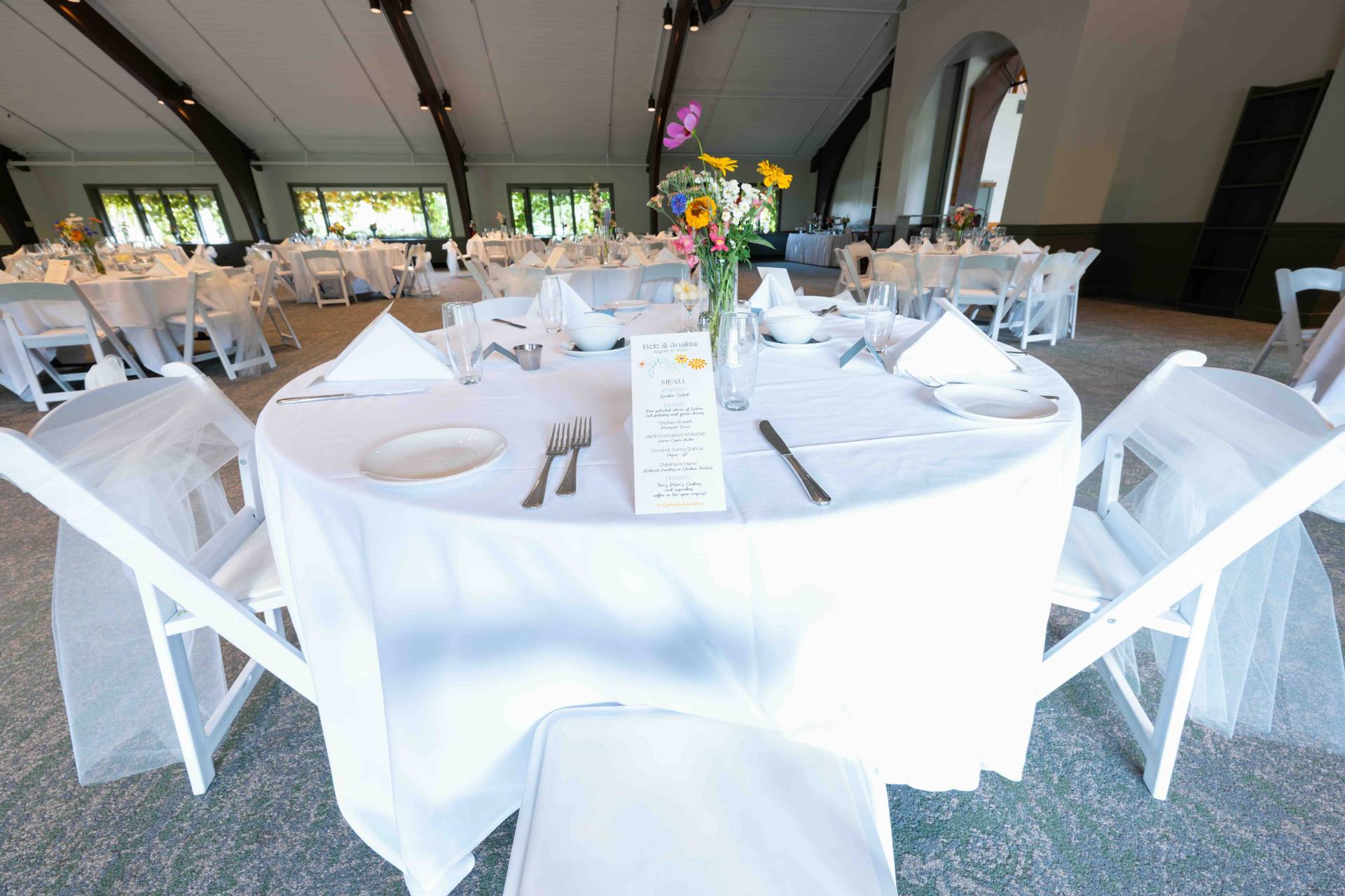 Wedding reception setup in the Day Lodge