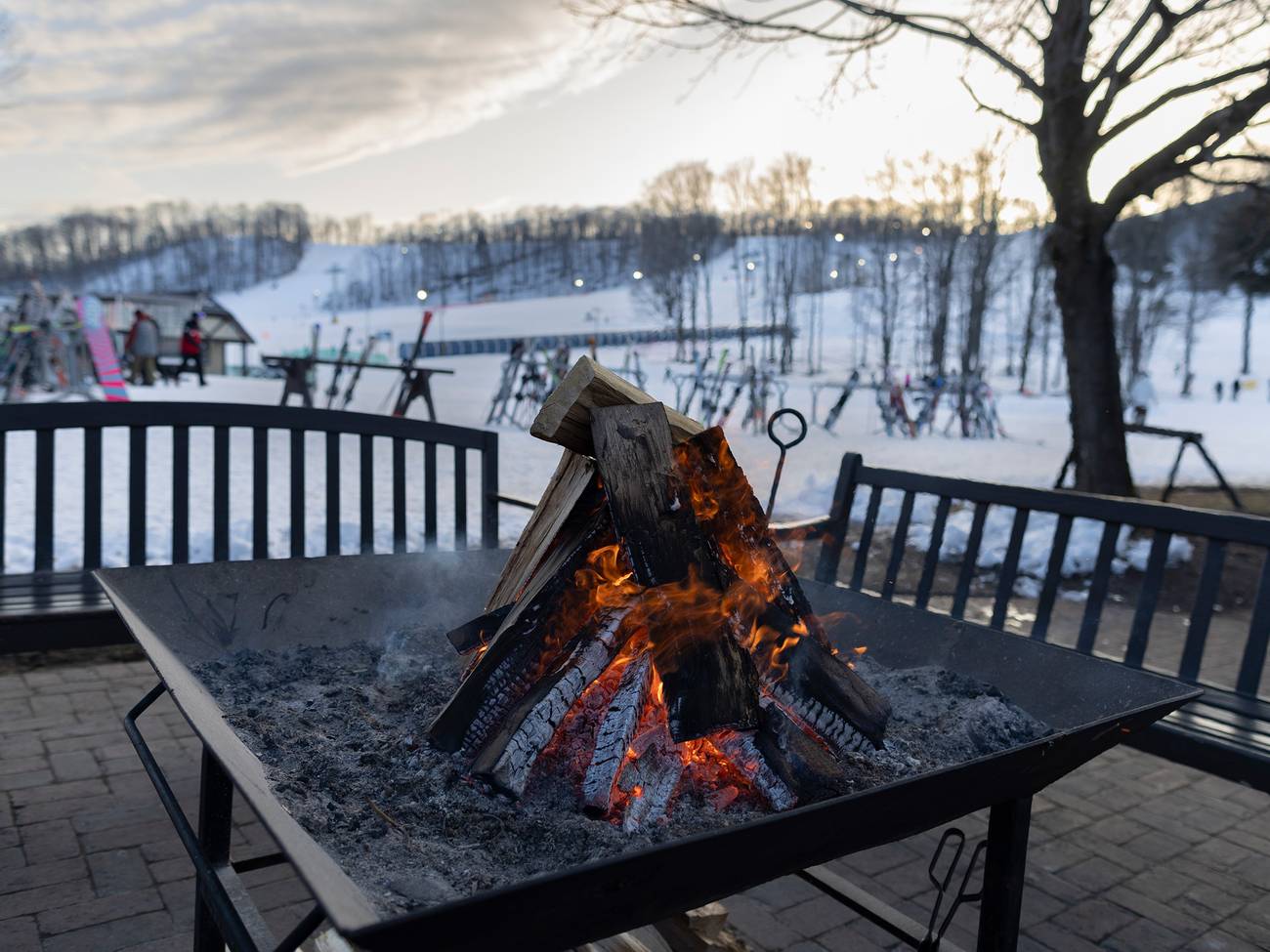 a winter bonfire at The Highlands