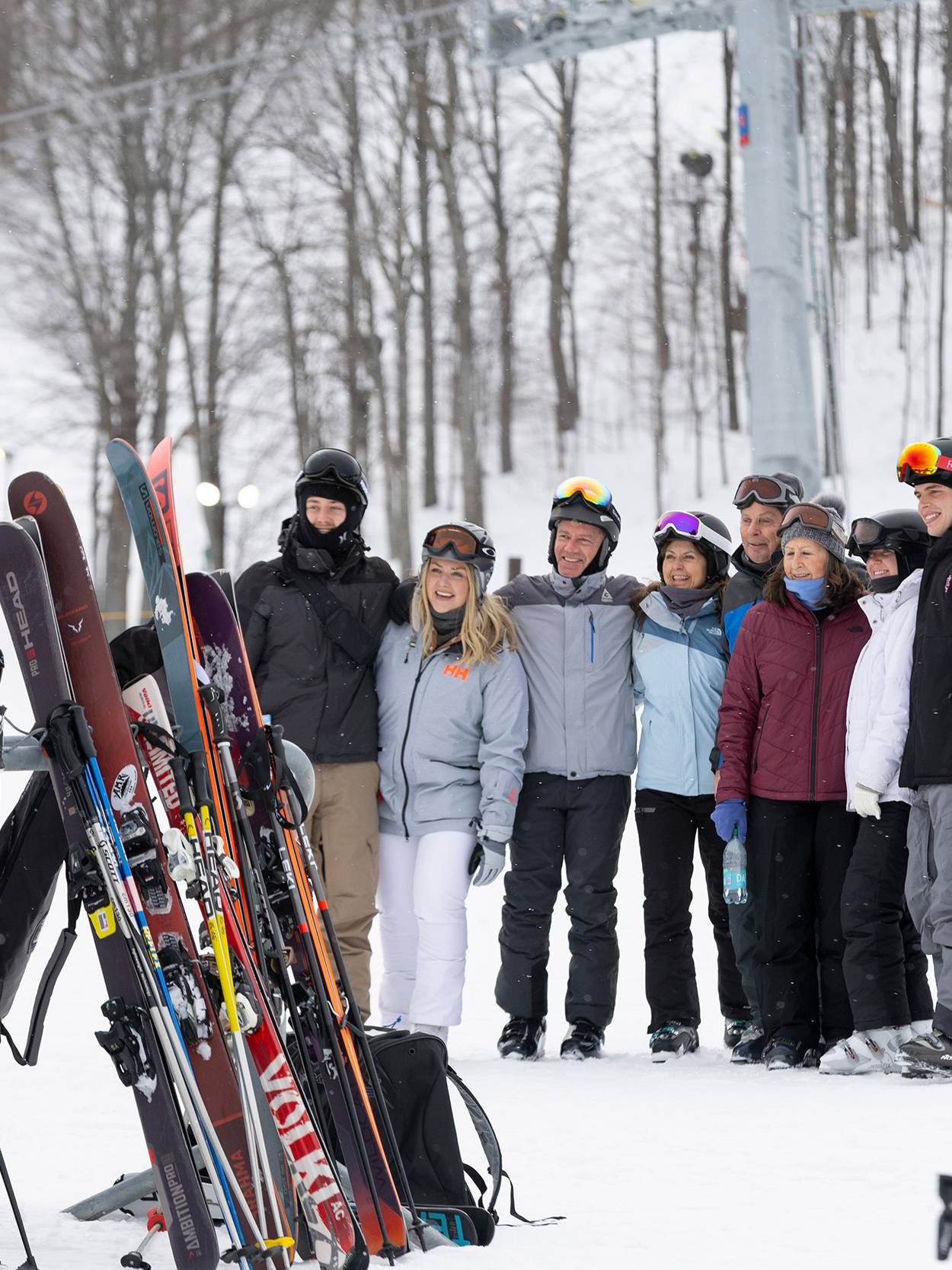 A group of kids eating waffles at The Highlands waffle cabin A sunrise over The Highlands ski slopes