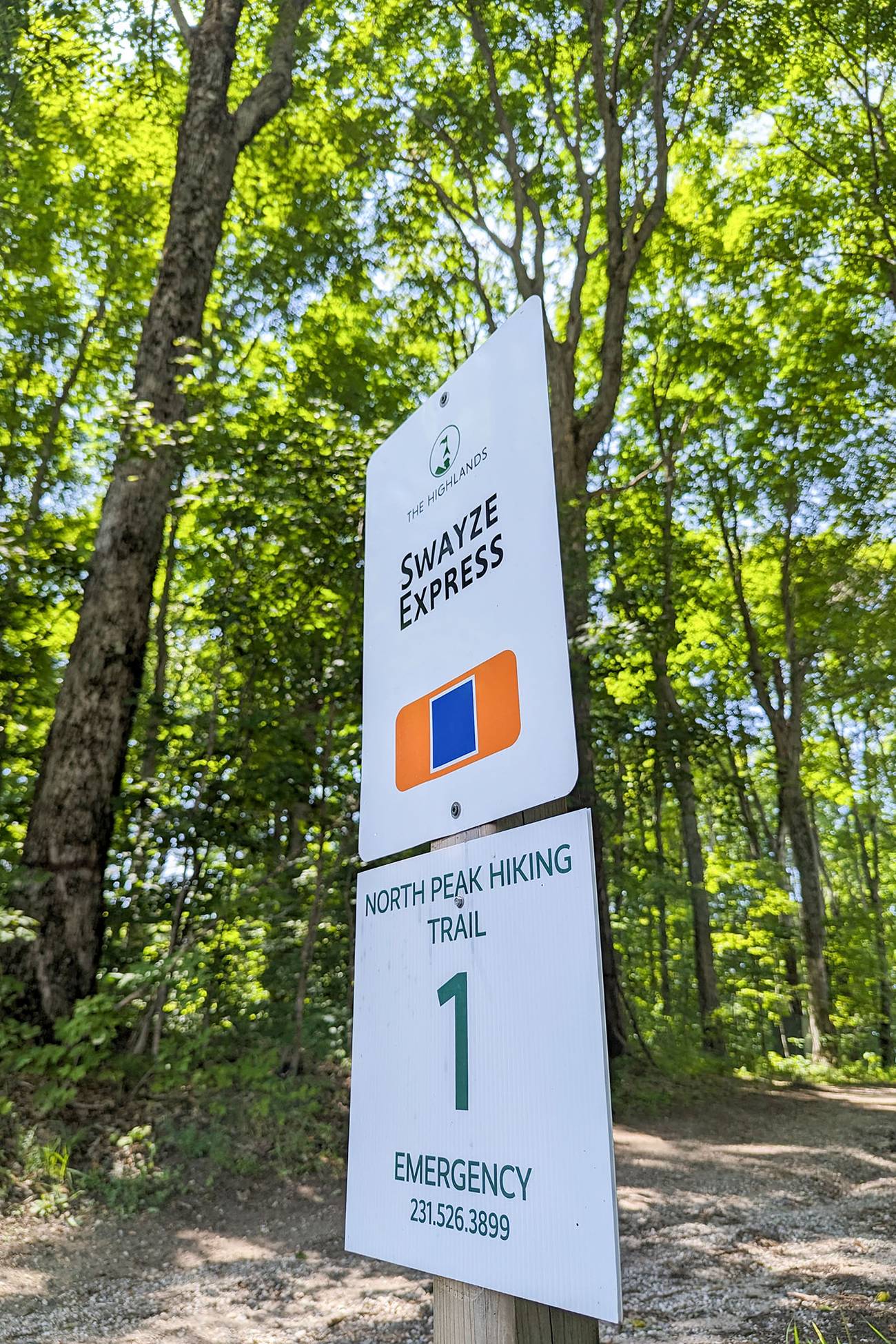 A hiking trail sign