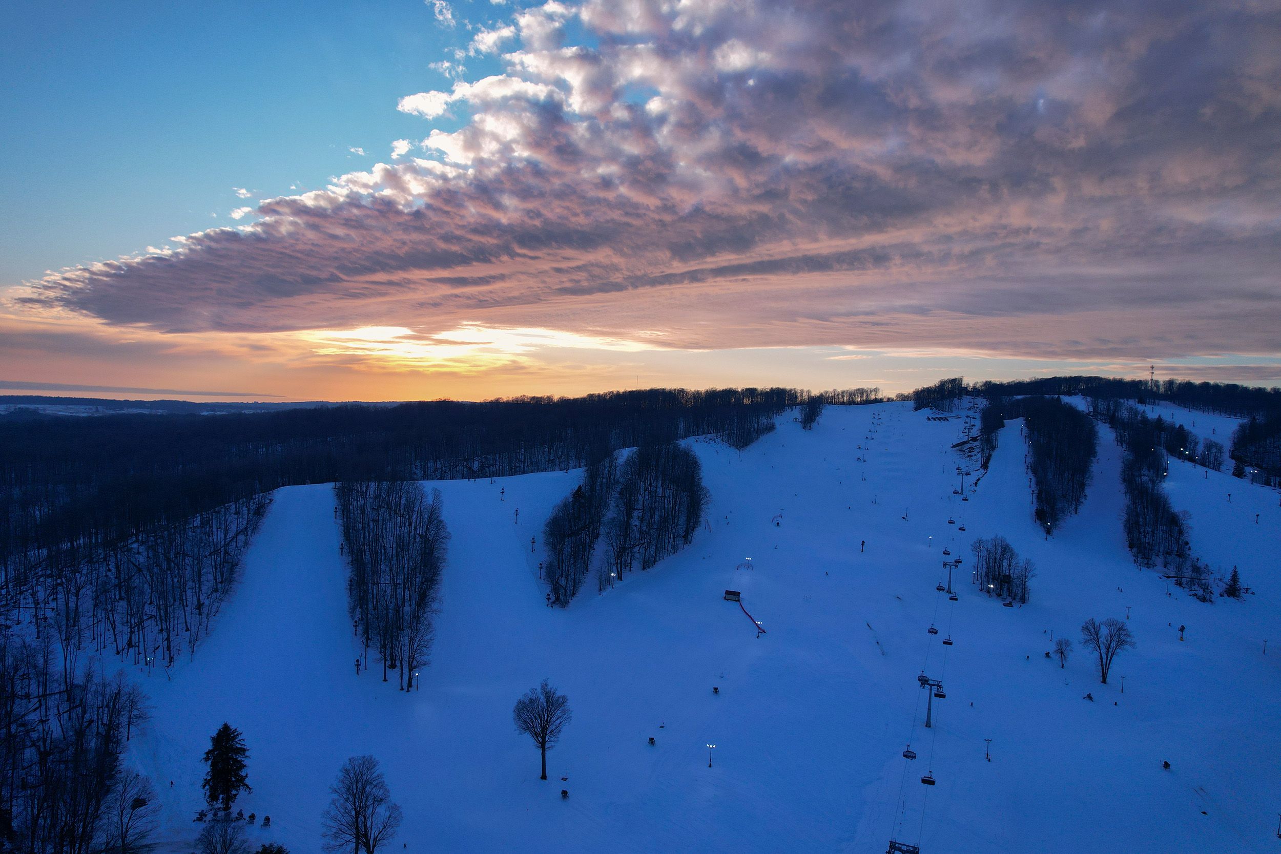 A sunset over The Highlands during winter