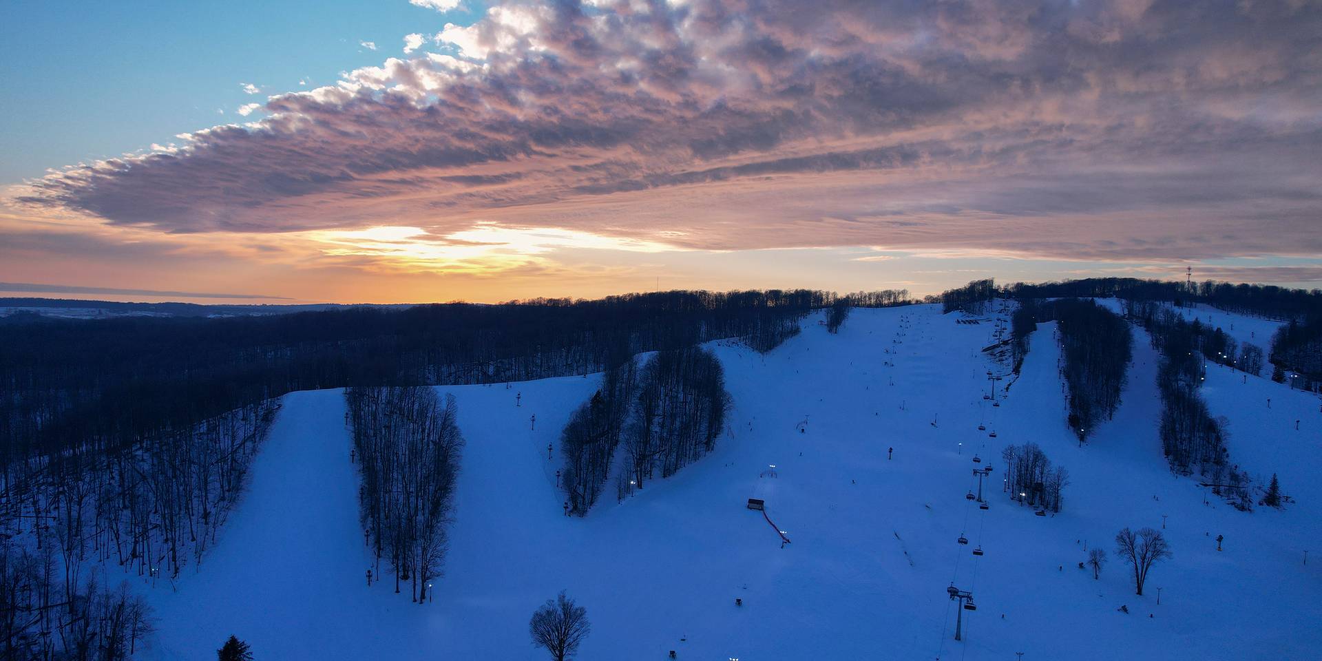 A sunset over The Highlands during winter