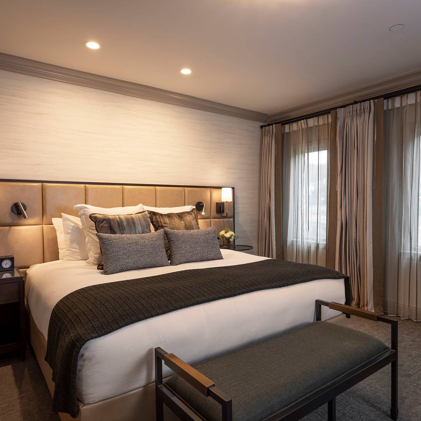 King bedroom in the Main Lodge at The Highlands