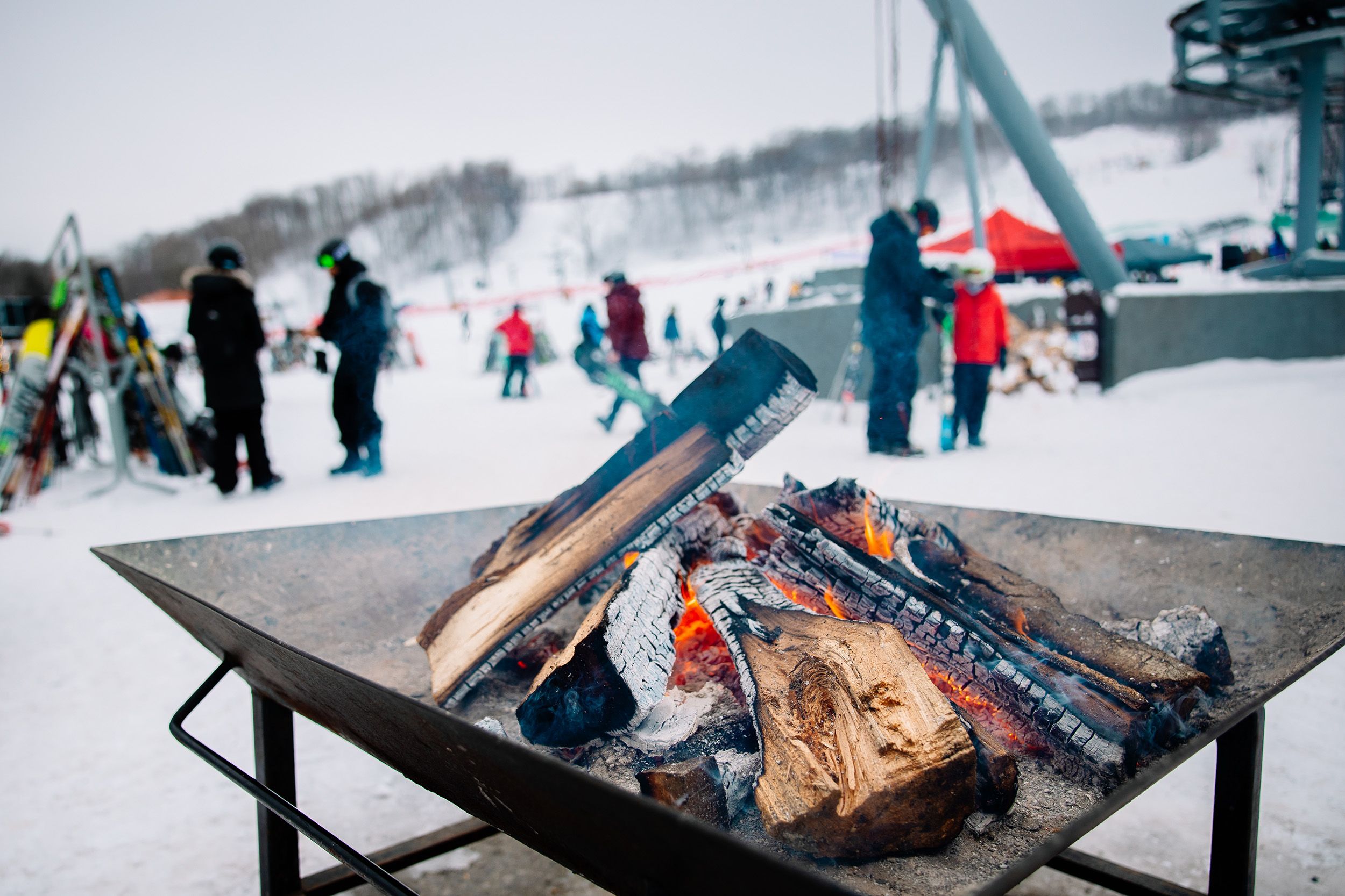 A winter bonfire at The Highlands