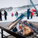 A winter bonfire at The Highlands