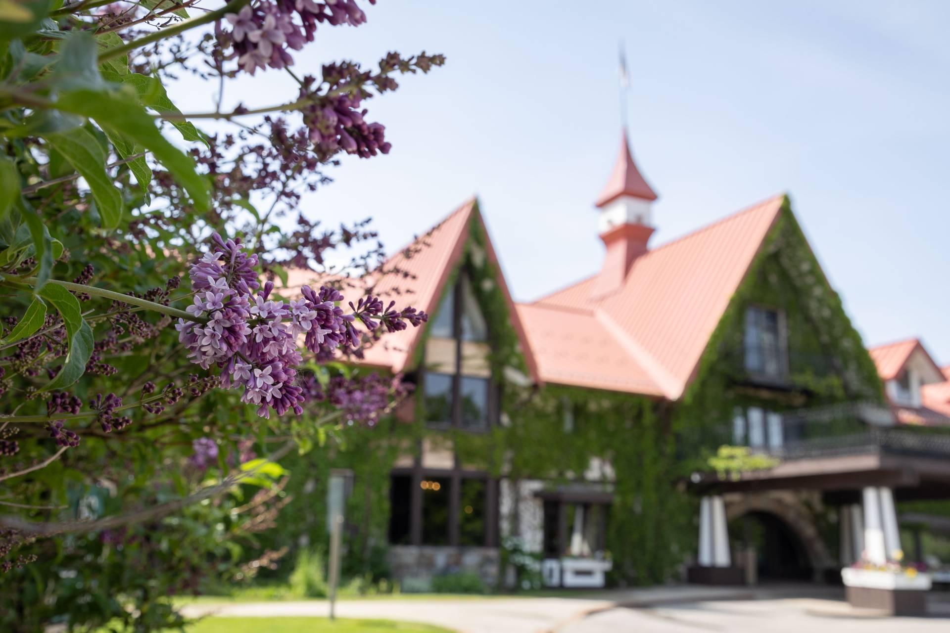 The Main Lodge Entrance Exterior in Summer