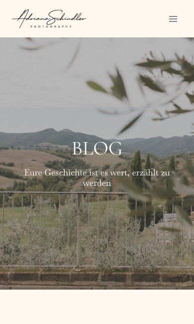 Blog der Adriana-Schindler-Website in der mobilen Ansicht
