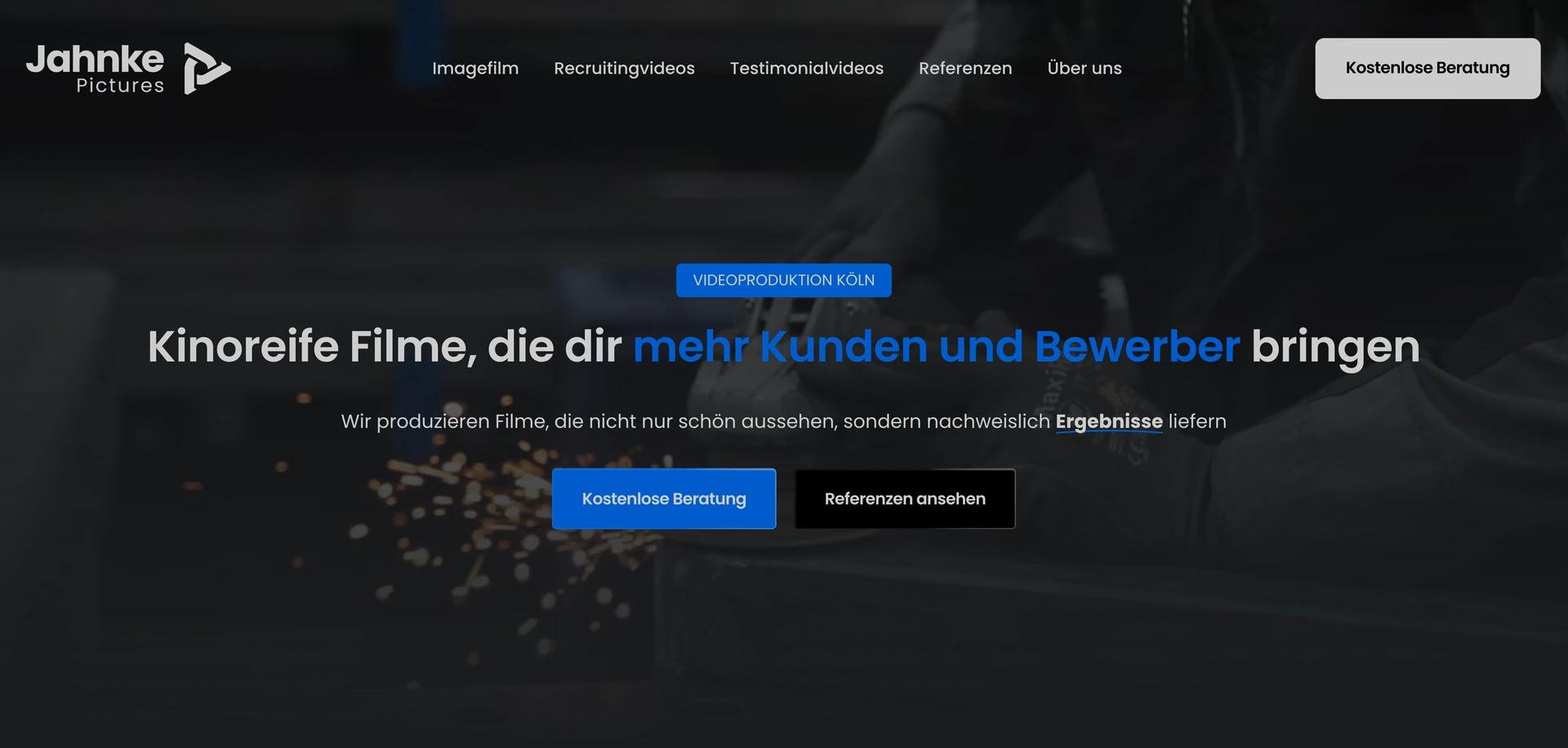 Website von Jahnke Pictures, Videoproduktion Köln – Startseite mit Hintergrundvideo