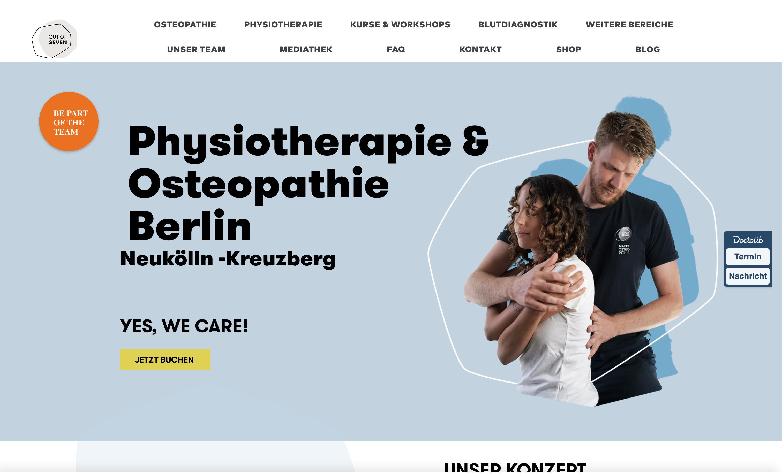 Website von Out of Seven, Osteopathie & Physiotherapie Berlin — Startseite (von Jan Philipps)