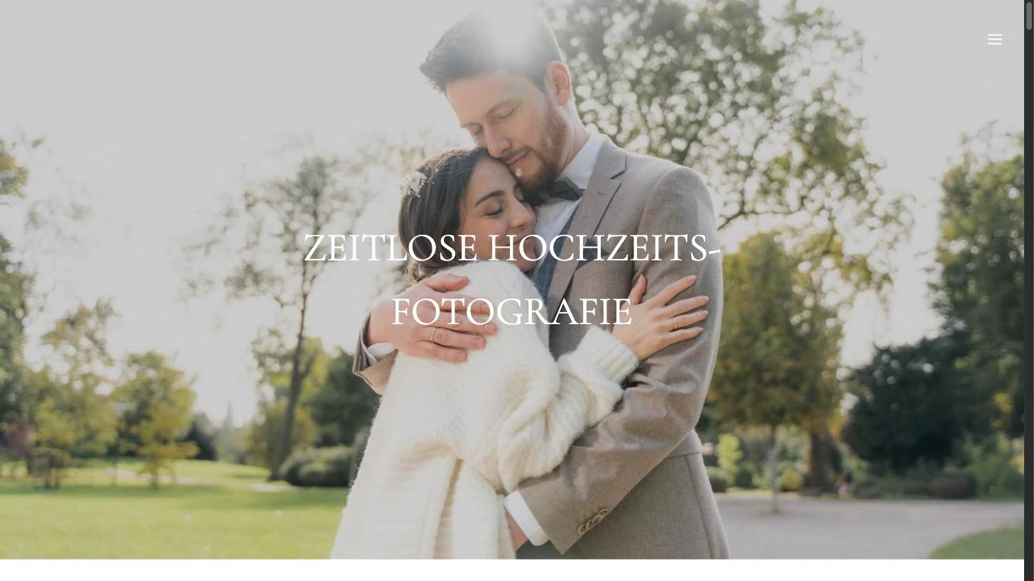 Startseite von René Berger Fotografie mit großflächigem Hochzeitsfoto