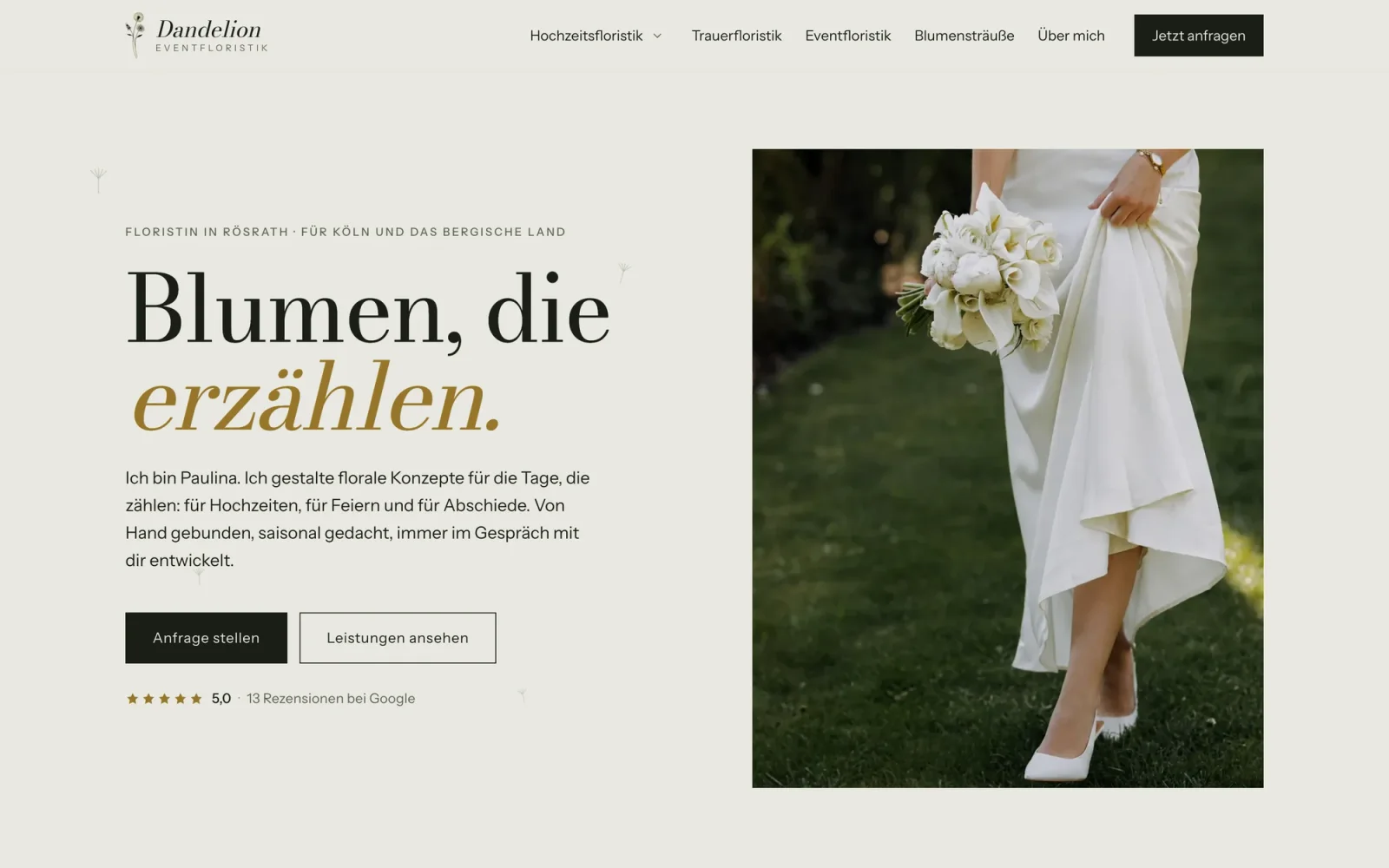 Die neue Startseite mit großem Foto, Bewertung und zwei klaren Schaltflächen